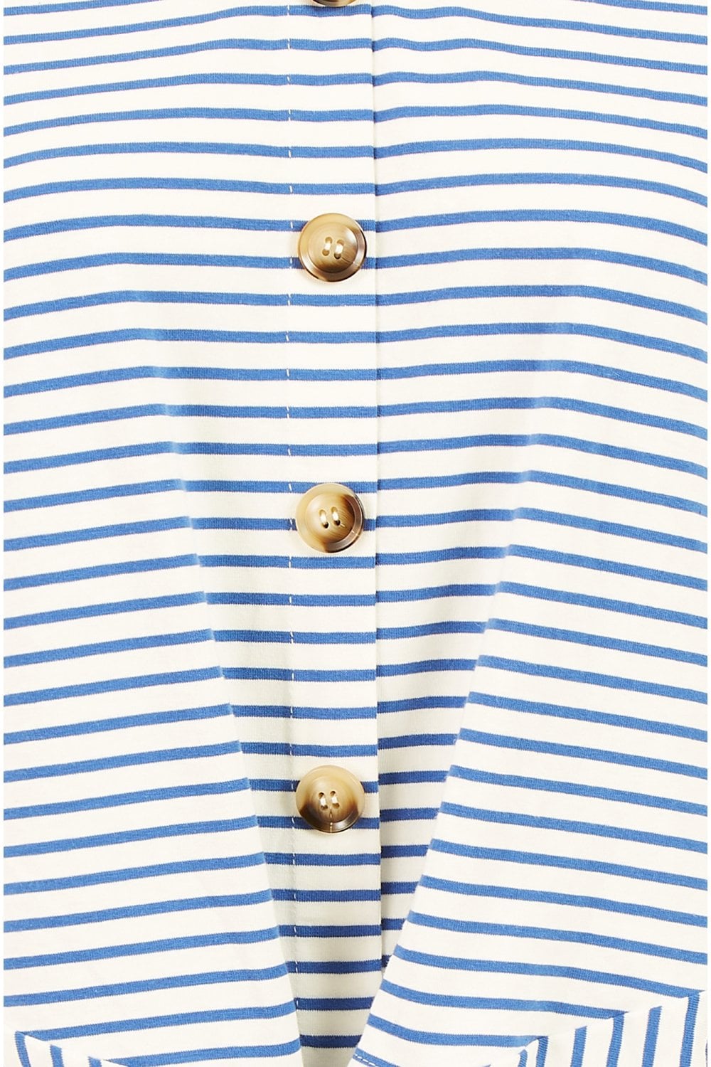 Yumi Blue Striped Jersey Button Detail Top