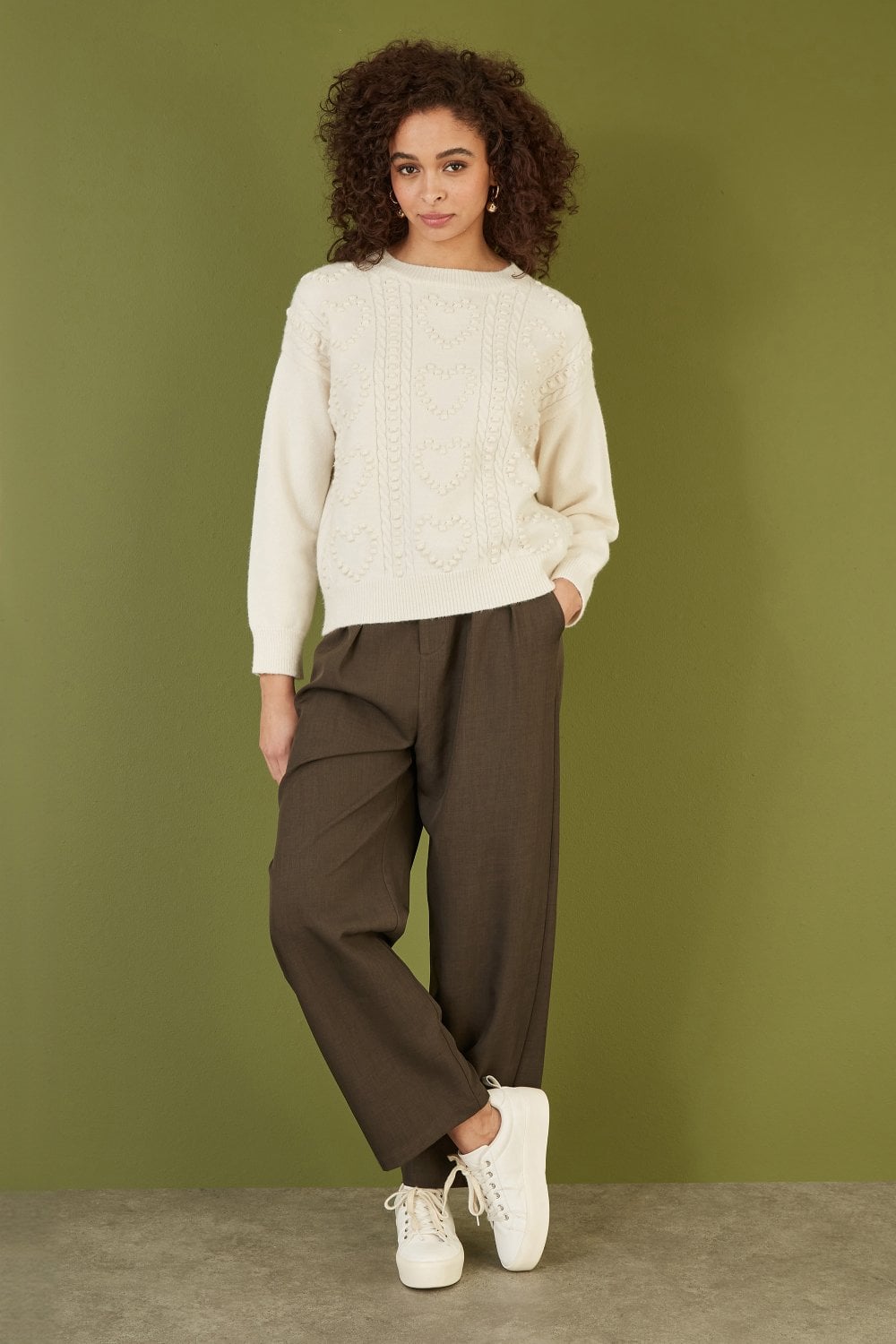 Yumi Brown Wide Leg Trousers