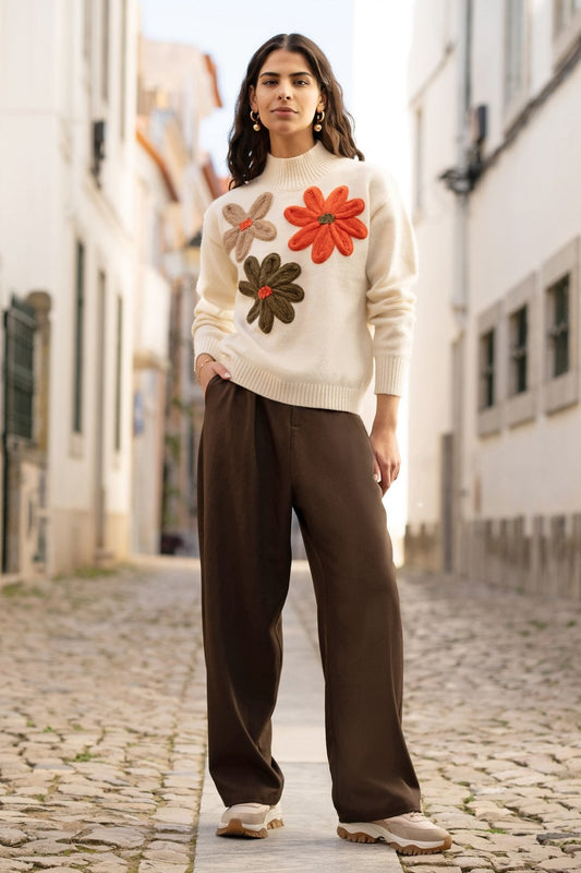 Yumi Brown Wide Leg Trousers