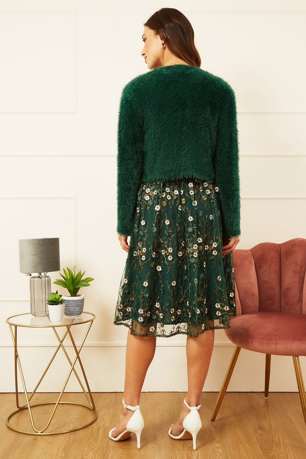 Yumi Green Eyelash Knit Bolero