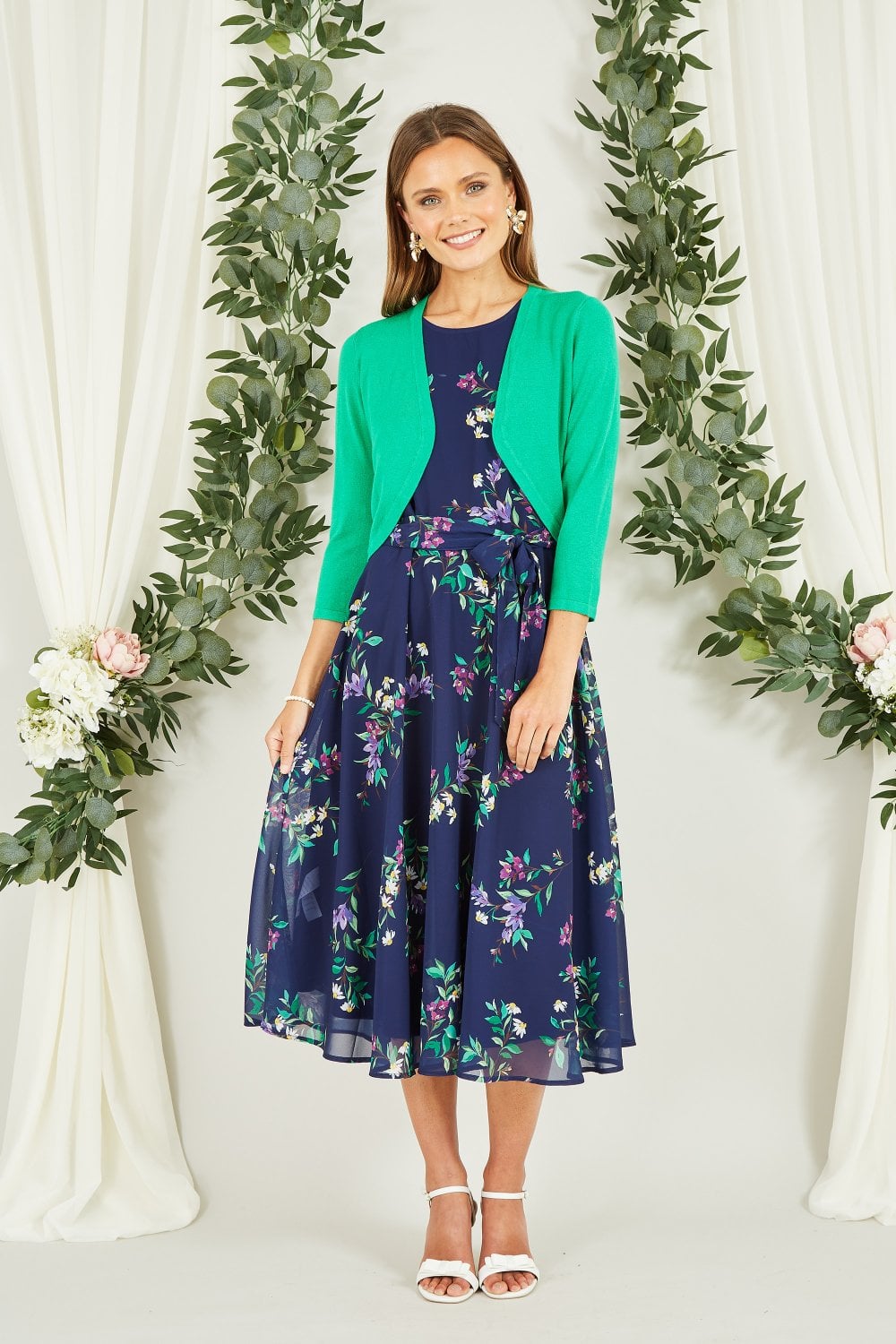 Yumi Green Knitted Curve Bolero