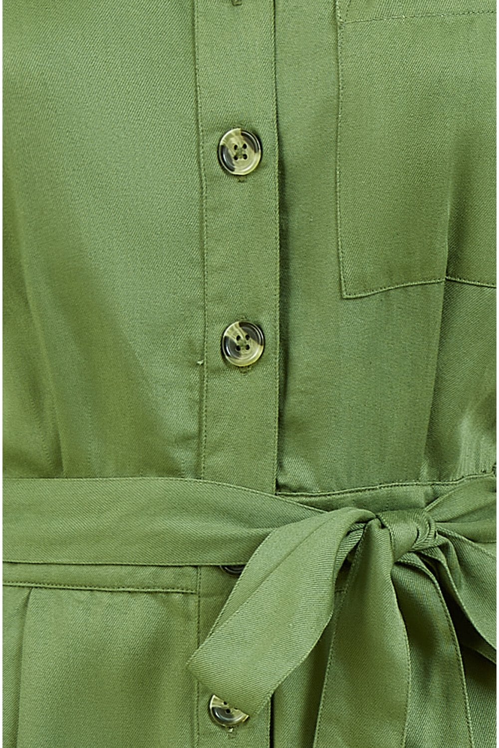 Yumi Green Twill Viscose Utility Jumpsuit