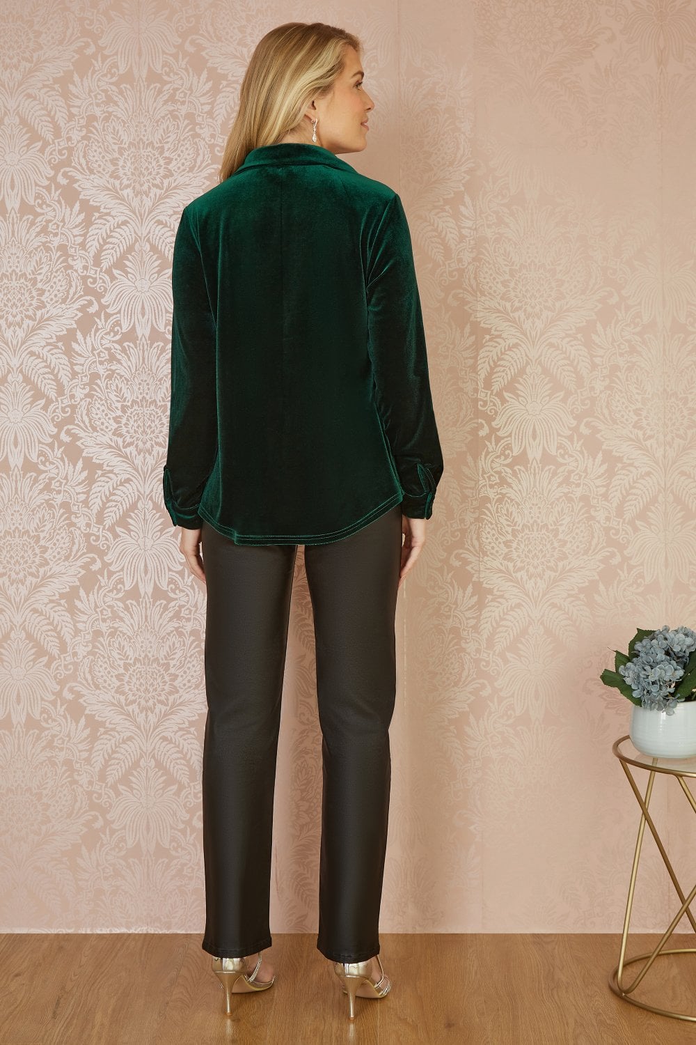 Yumi Green Velvet Relaxed Fit Shirt