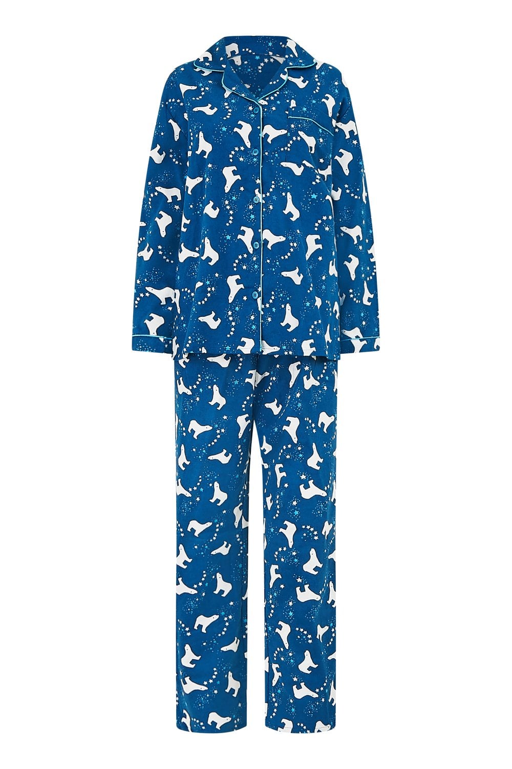 Yumi Navy Polar Bear Brushed Cotton Pyjamas