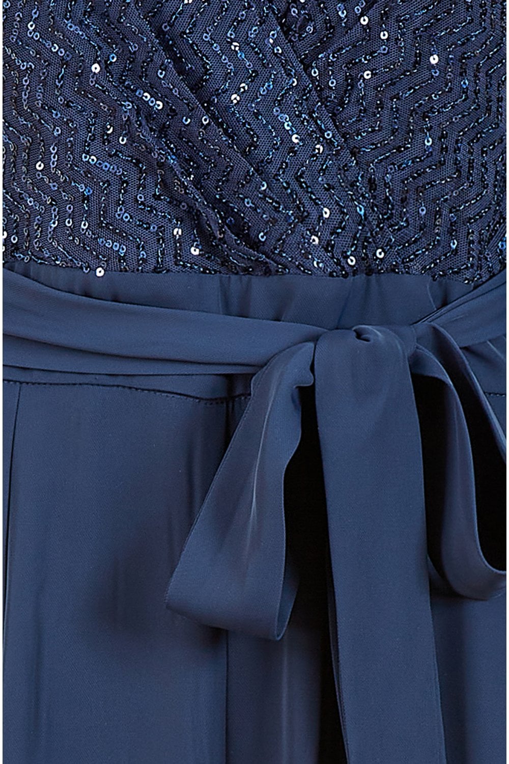 Yumi Navy Sequin Jumpsuit With Long Sleeves