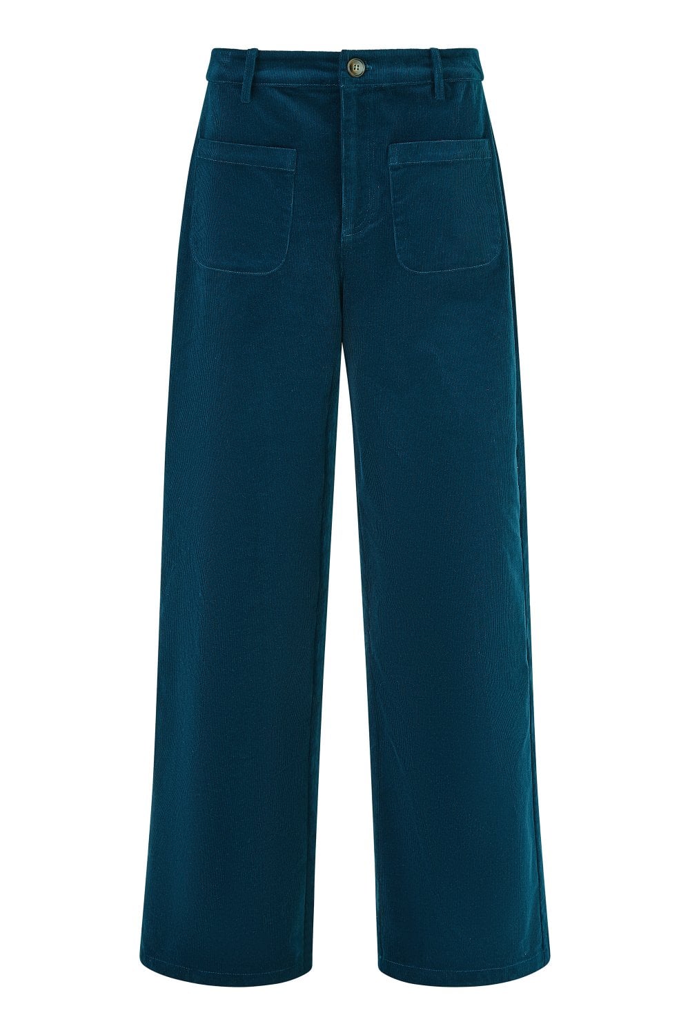 Yumi Teal Cord Trousers With Patch Pockets