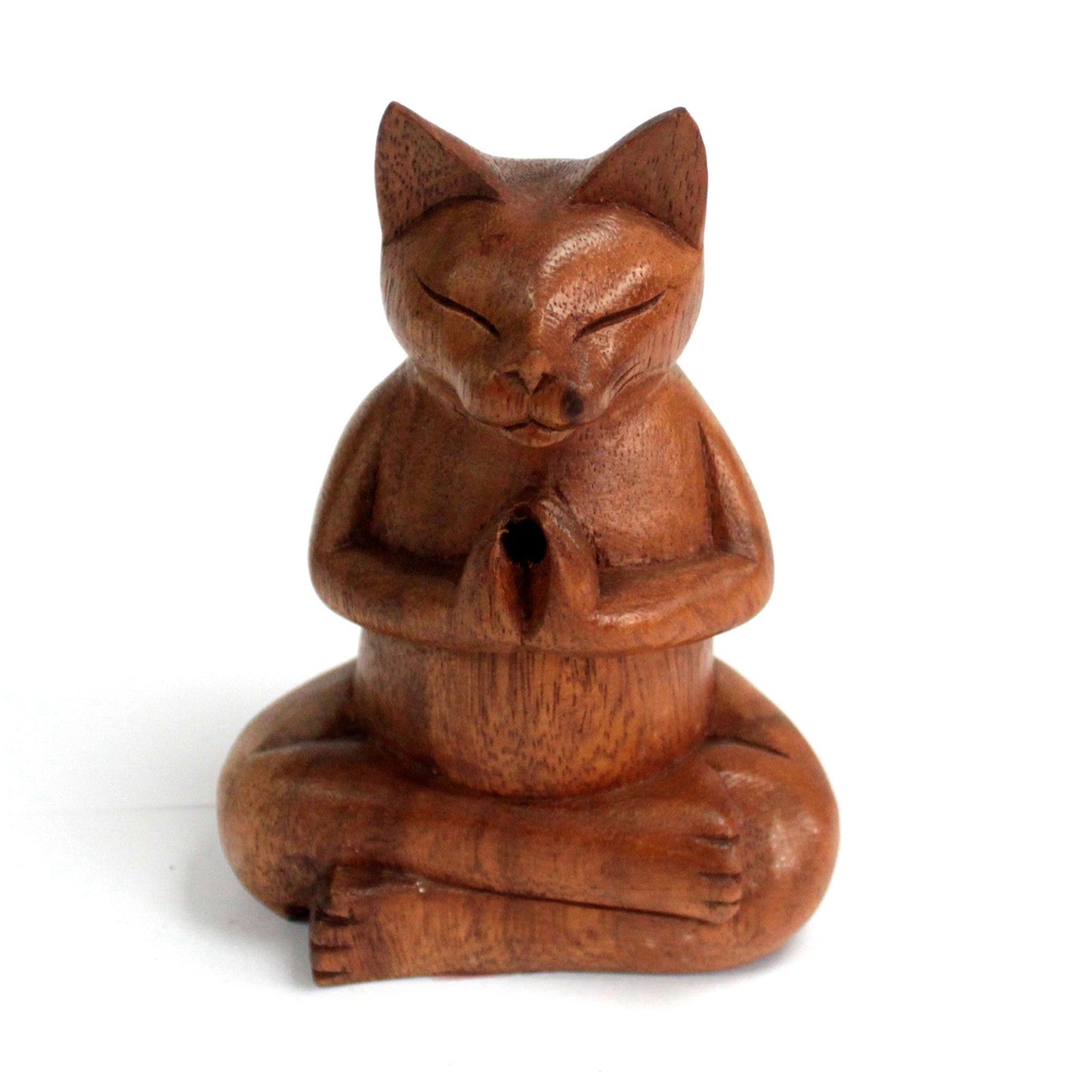 Wooden Carved Incense Burners - Med Yoga Cat - Kaftans direct