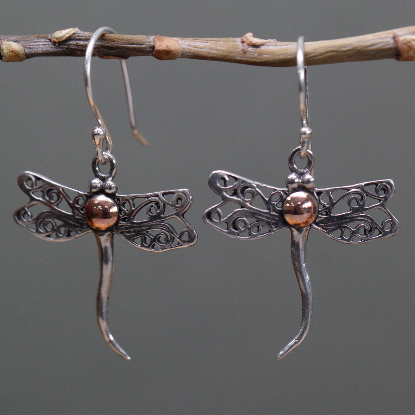 Silver & Gold Earring - Dragonflies