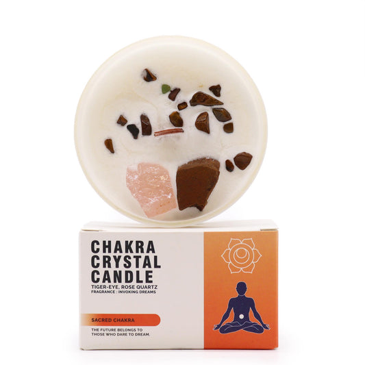 Chakra Crystal Candles - Sacred Chakra - Kaftan direct
