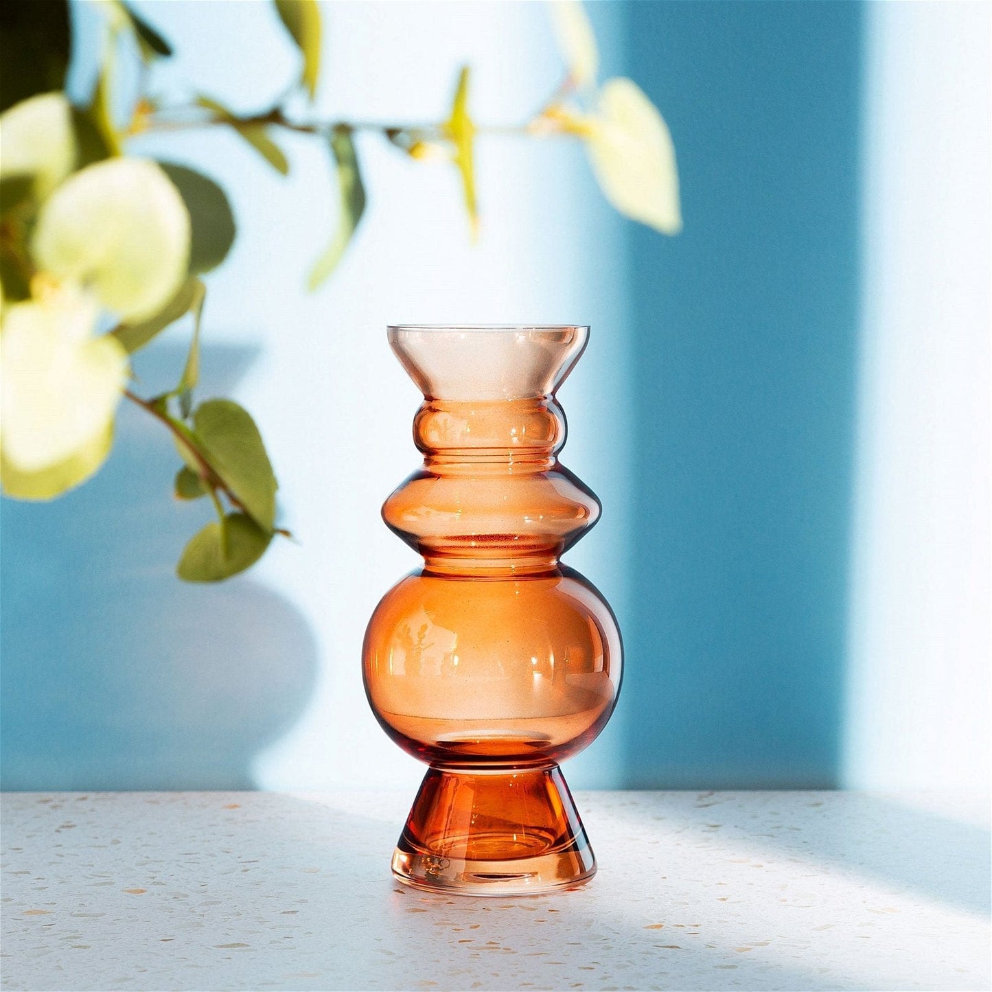 Selina Glass Vase Dark Amber - Kaftan direct