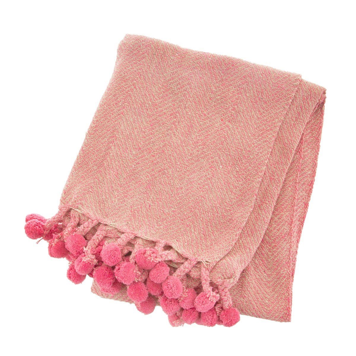 Nevada Pink Herringbone Blanket Throw - Kaftan direct