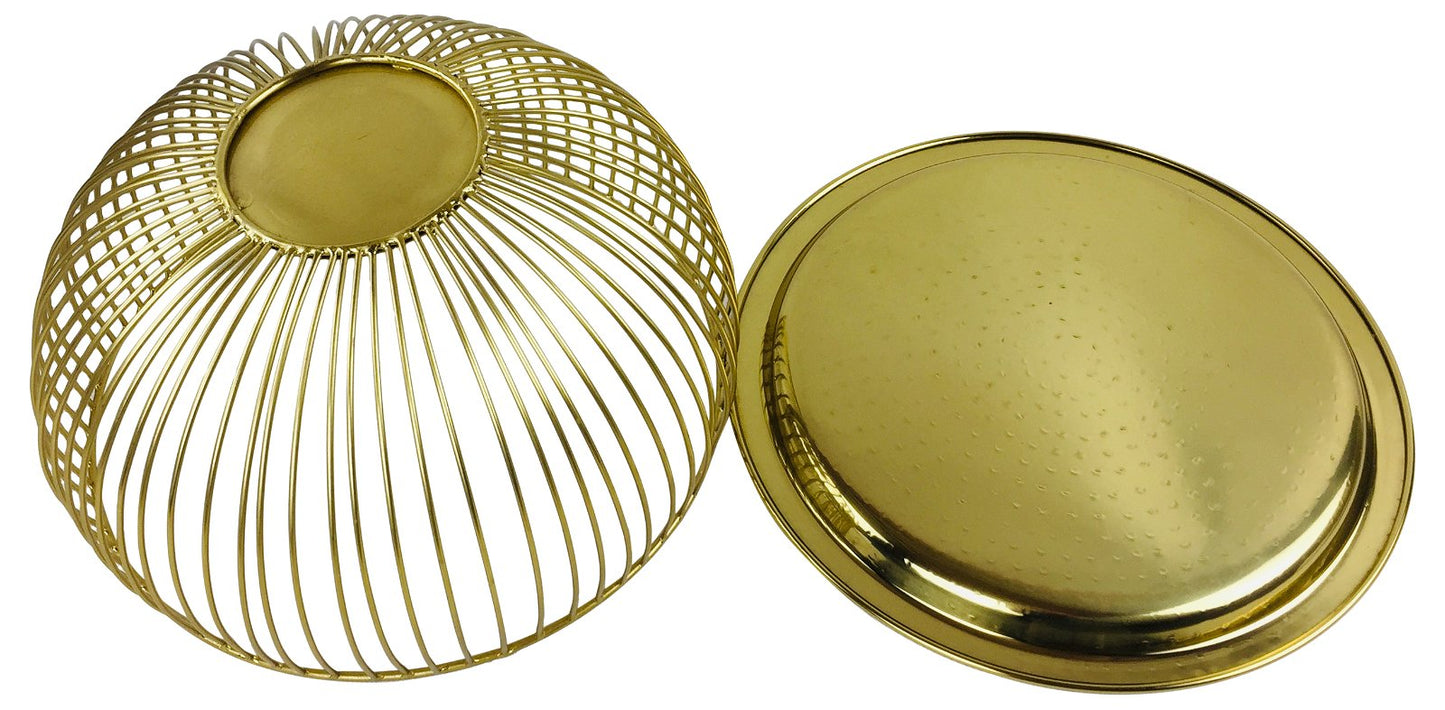 Set Of 3 Gold Bowls With Plate Tops - Kaftan direct