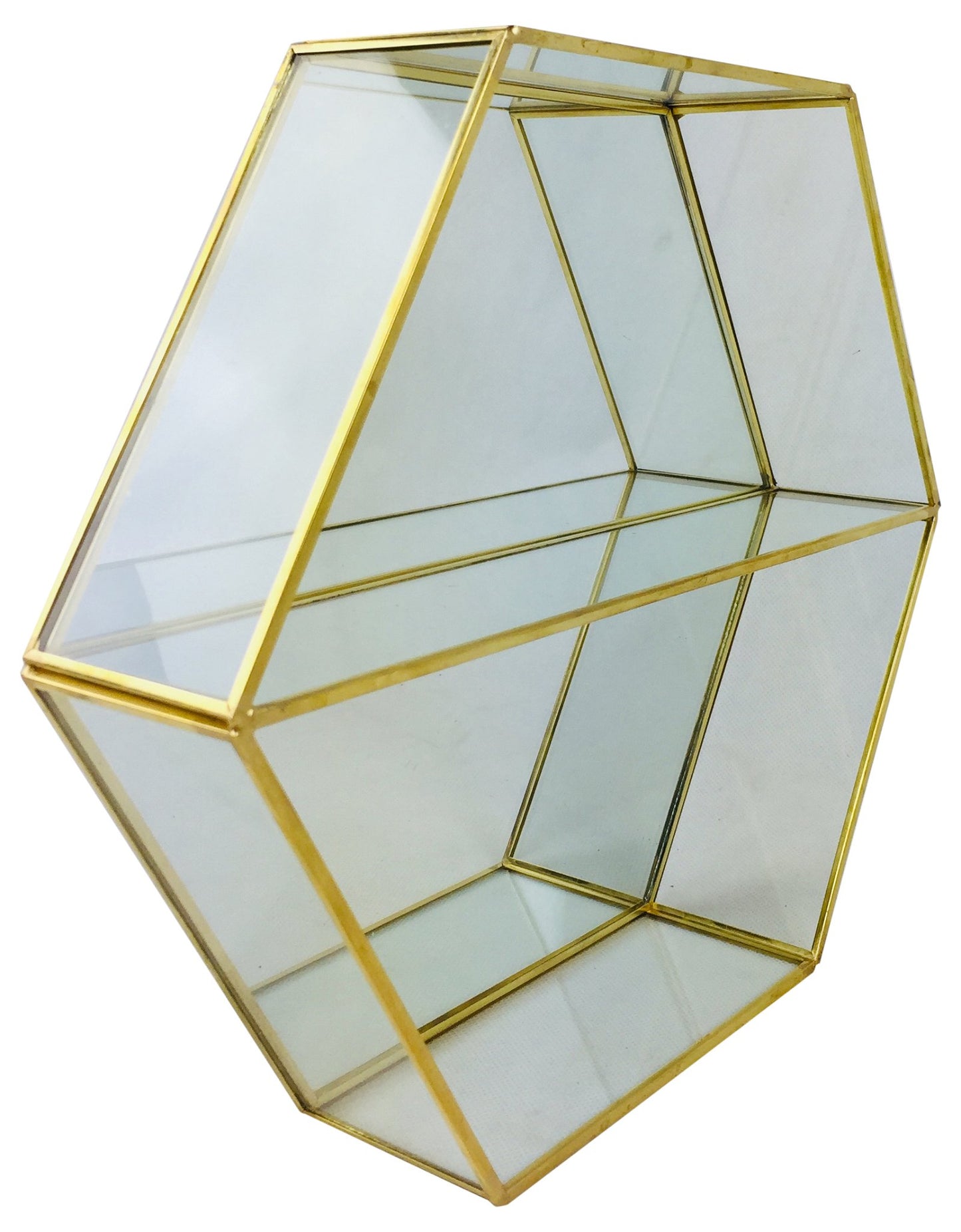 Hexagonal Mirror Shelf Unit 29cm - Kaftan direct