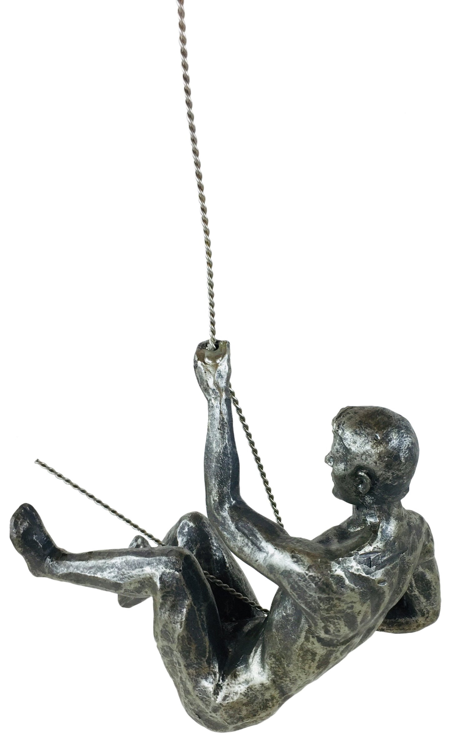 Silver Abseiling Man Looking Up 73cm - Kaftan direct