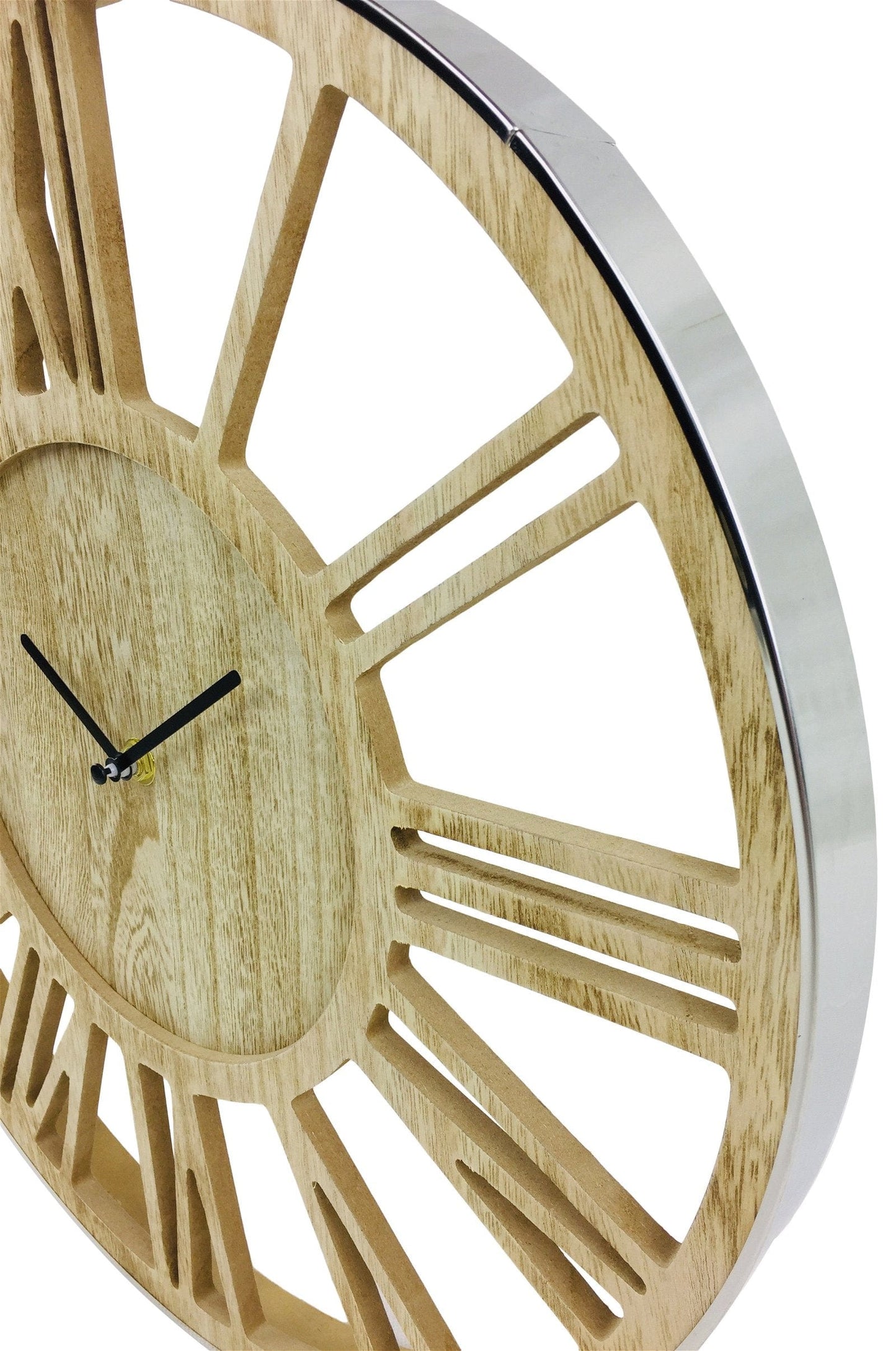 Wooden Silver Clock 40cm - Kaftan direct