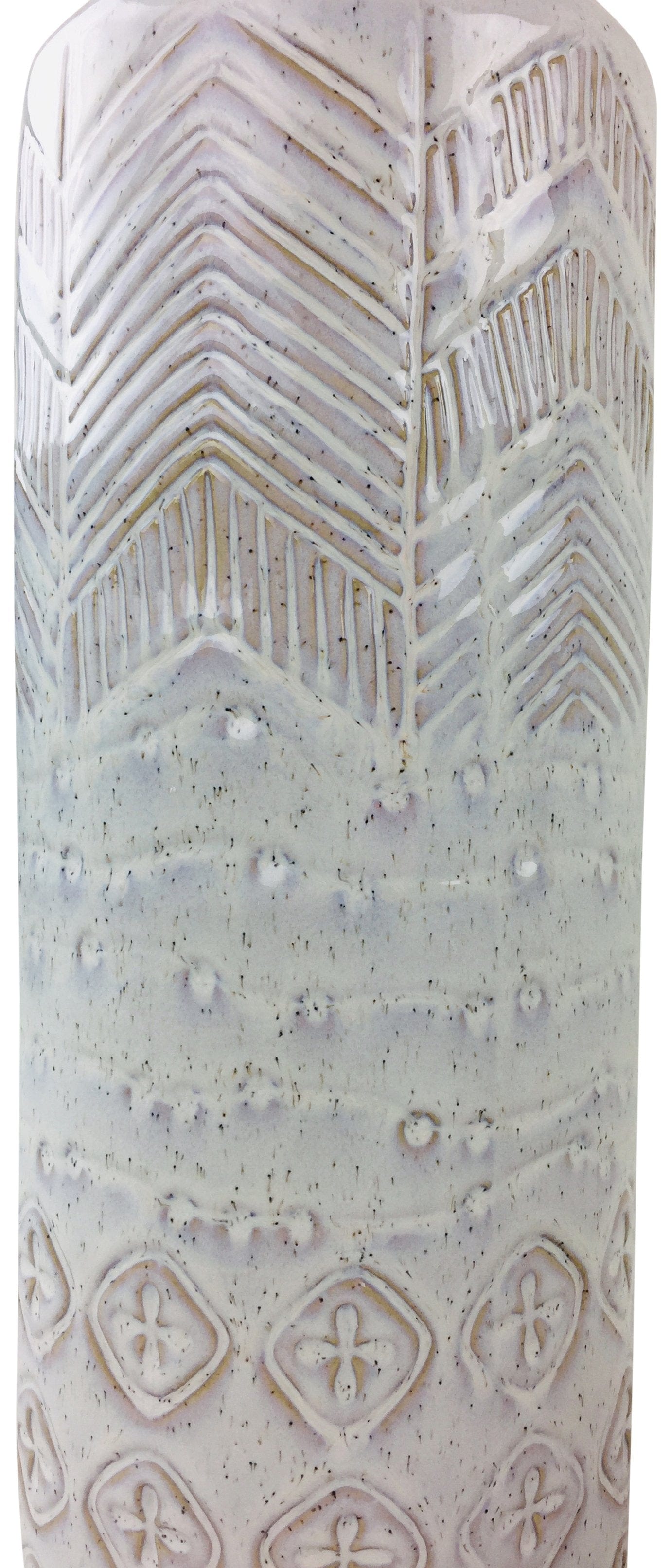 White Herringbone Textured Stoneware Vase 44cm - Kaftan direct