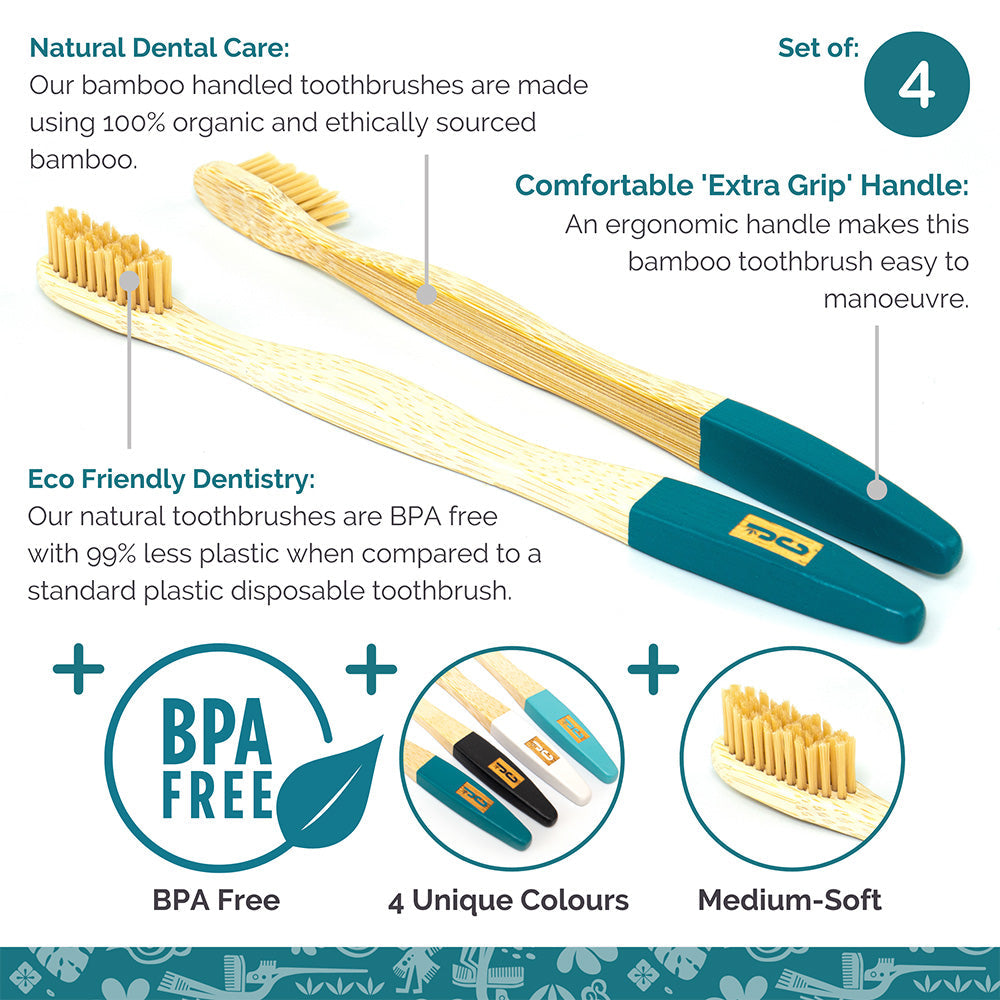 Bamboo Toothbrushes | Natural Toothbrush Set of 4-6