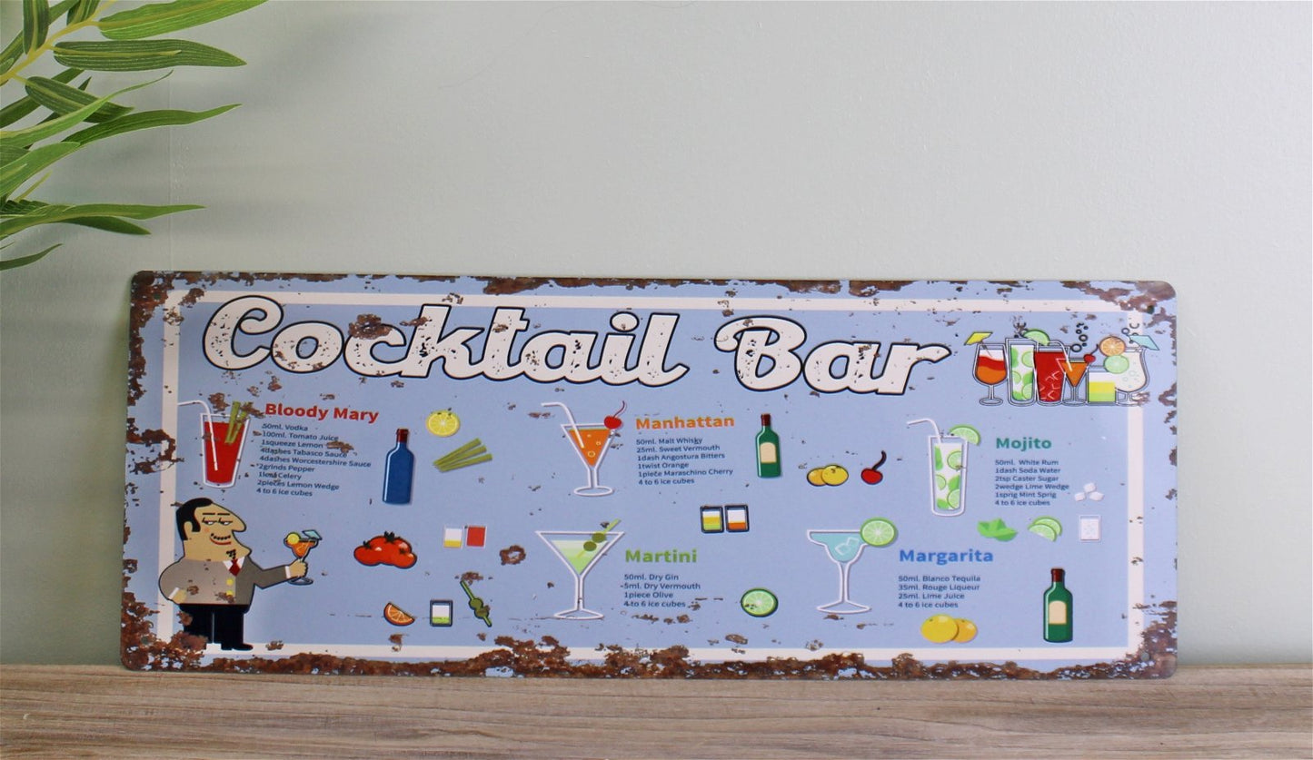 Vintage Metal Sign - Cocktail Bar - Kaftan direct