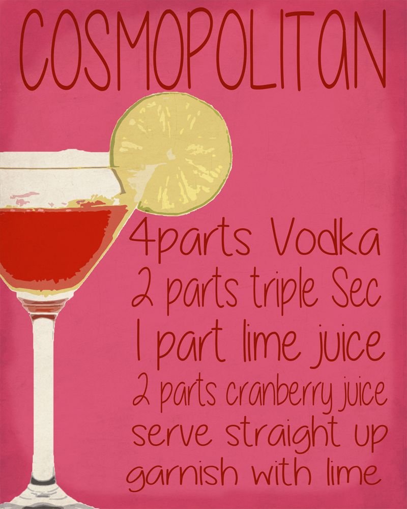 Vintage Metal Sign - Cosmopolitan Cocktail Recipe - Kaftan direct