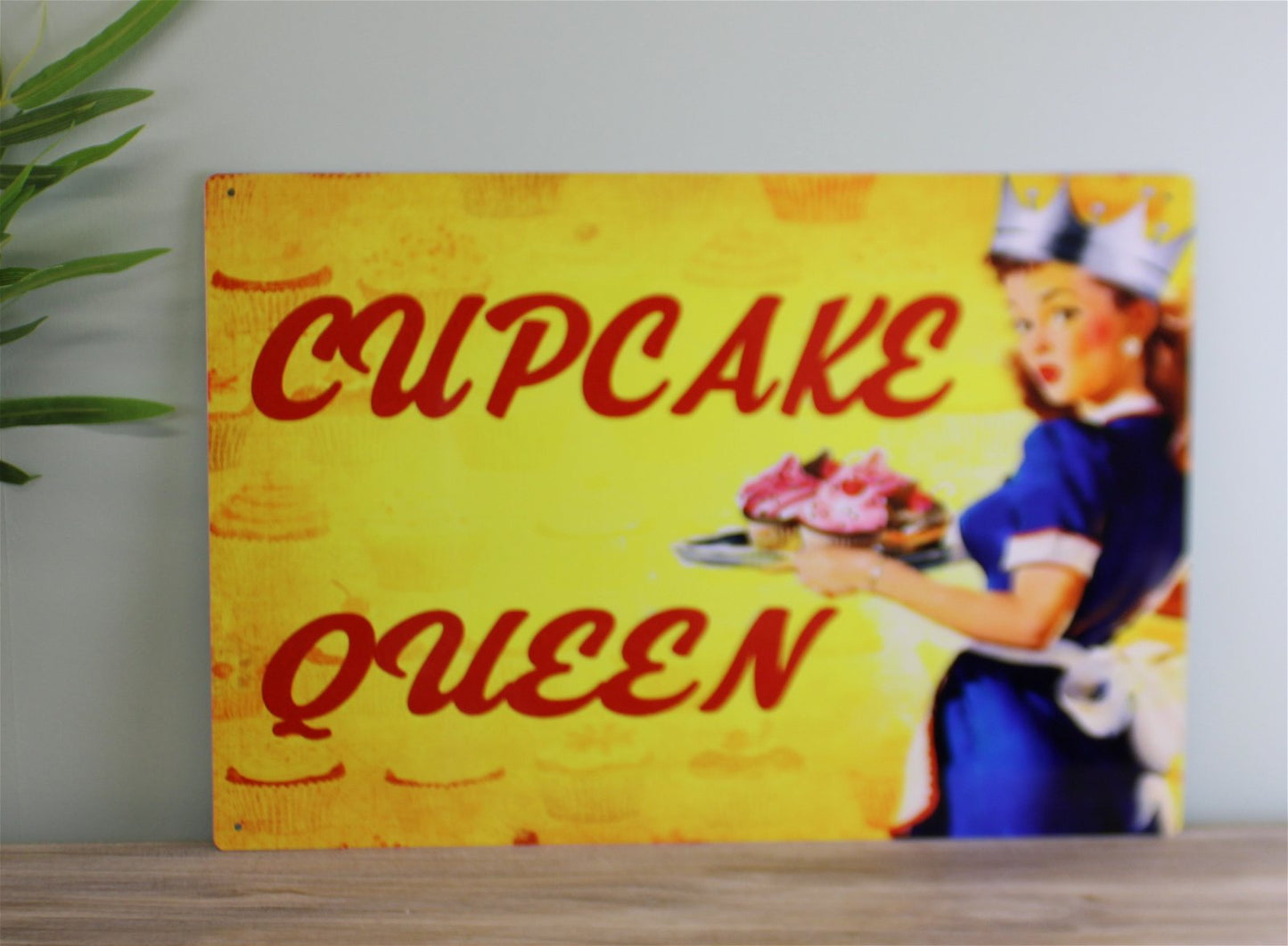 Vintage Metal Sign - Pin Up Girl, Cupcake Queen - Kaftan direct
