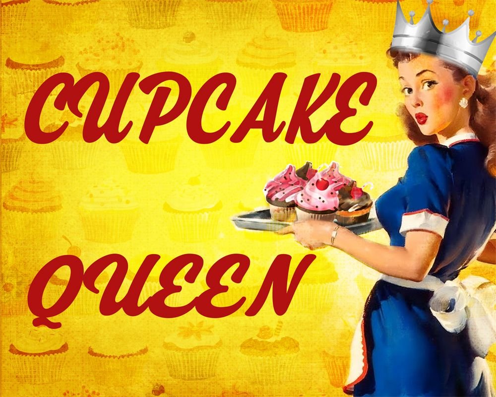 Vintage Metal Sign - Pin Up Girl, Cupcake Queen - Kaftan direct