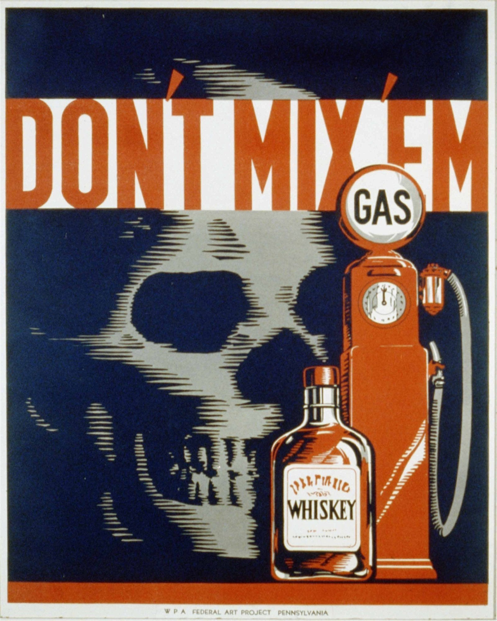 Vintage Metal Sign - Retro Advertising - Skull Gas Whiskey - Kaftan direct