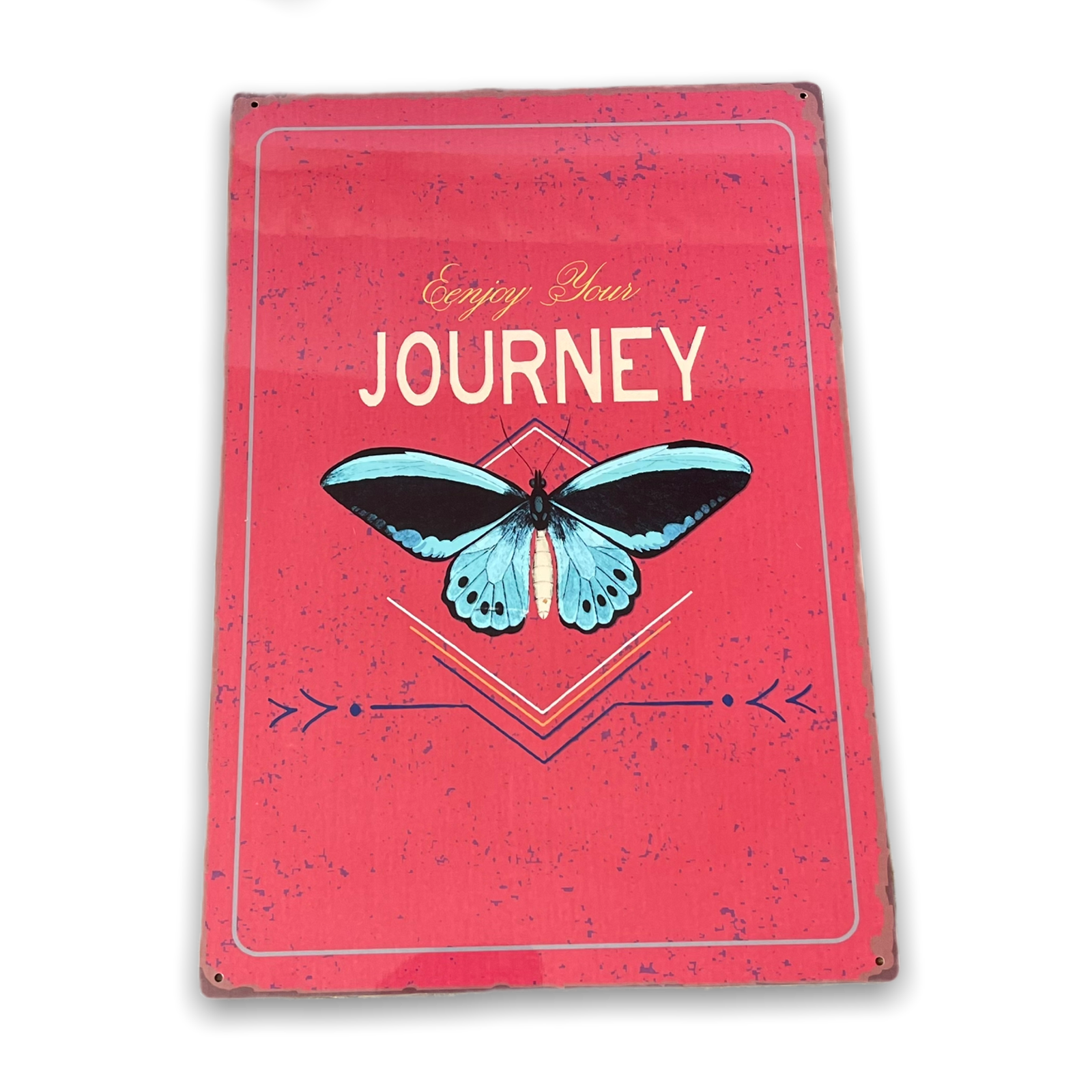 Vintage Metal Sign - Enjoy Your Journey Butterfly Design - Kaftan direct