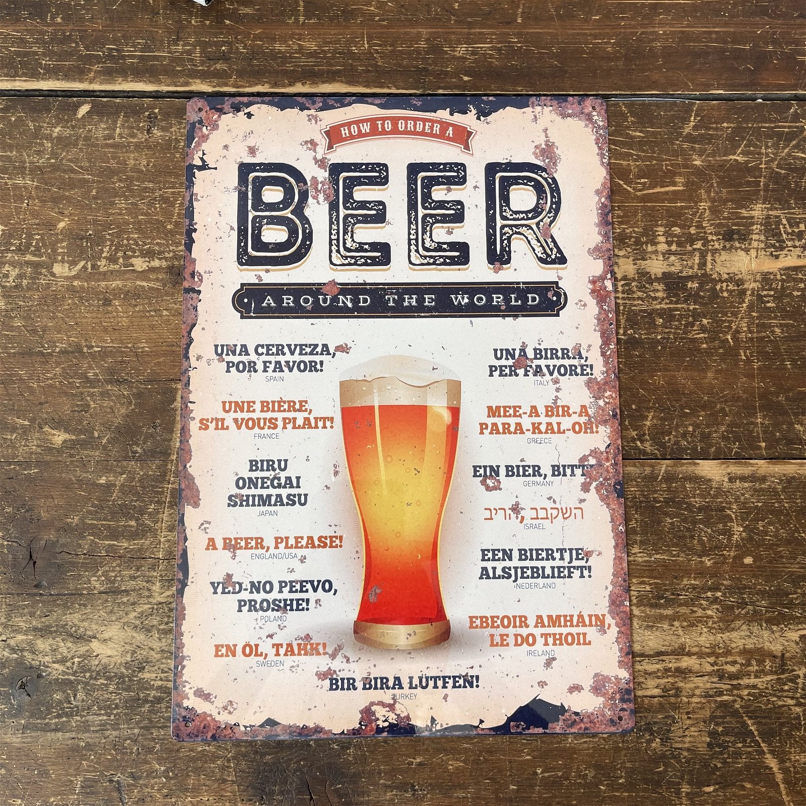 Vintage Metal Sign - How To Order A Beer Around The World - Kaftan direct