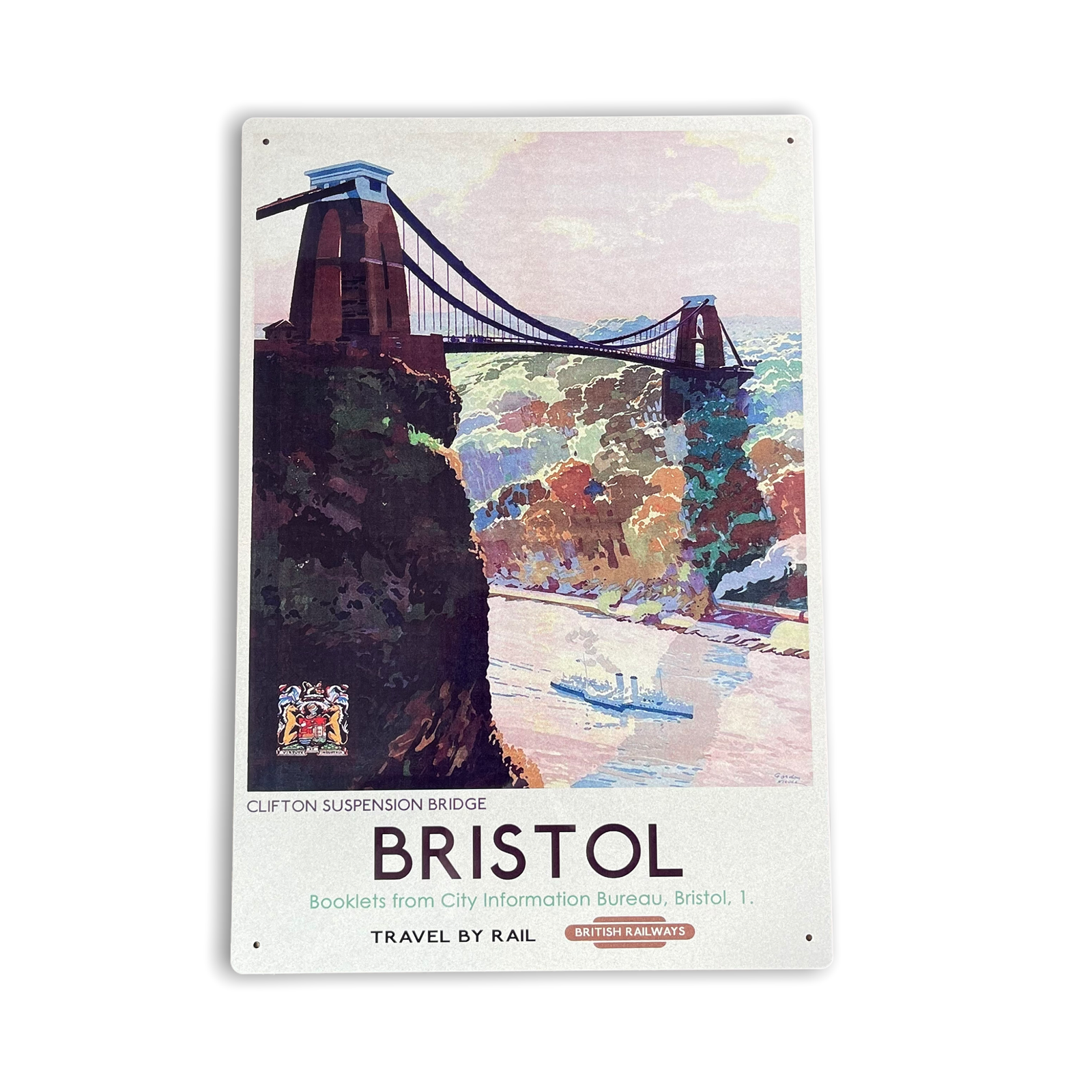 Vintage Metal Sign - British Railways Retro Advertising, Bristol Clifton Suspension Bridge - Kaftan direct