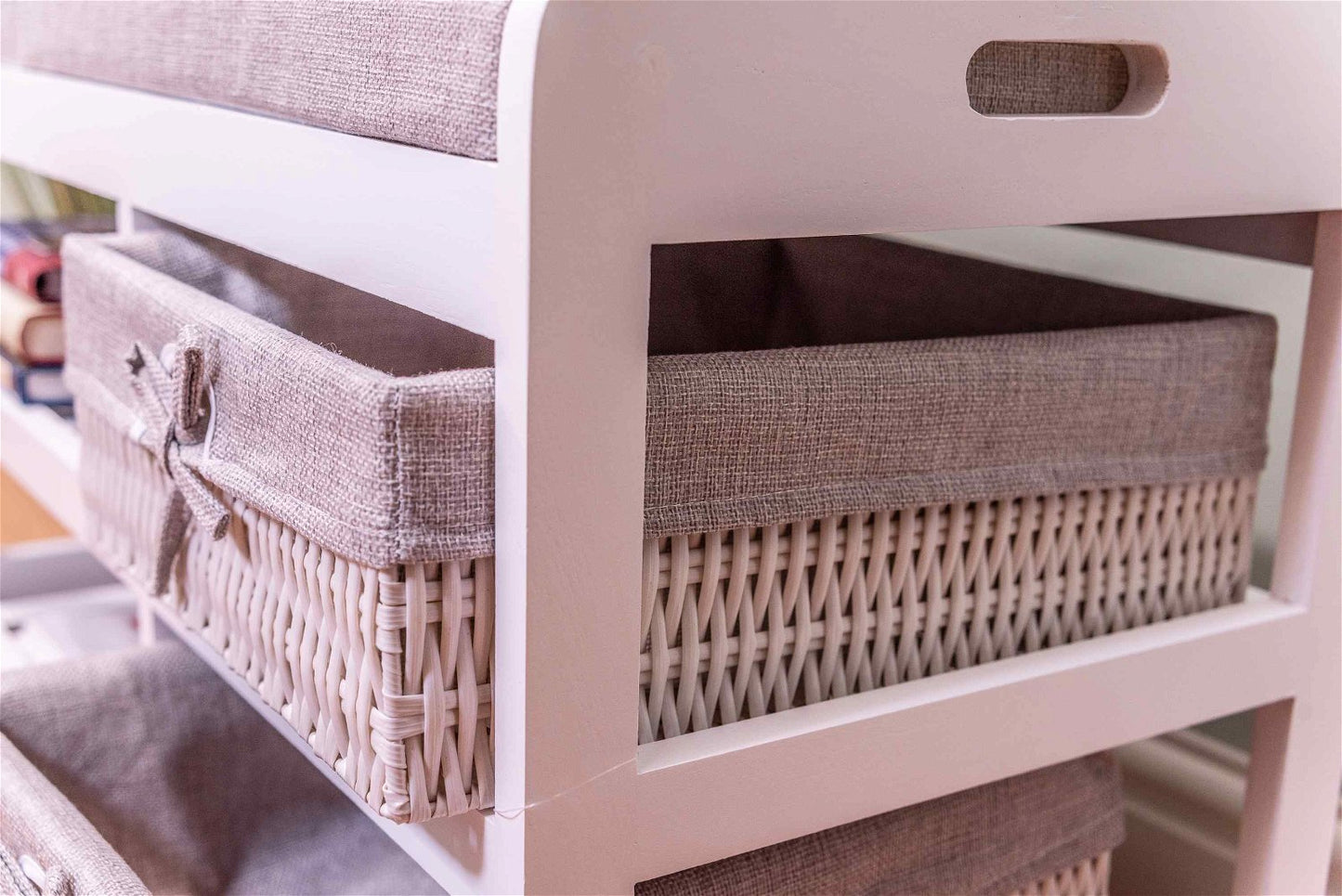 Laxey White Bench With Shoe Rack & Drawers - Kaftan direct