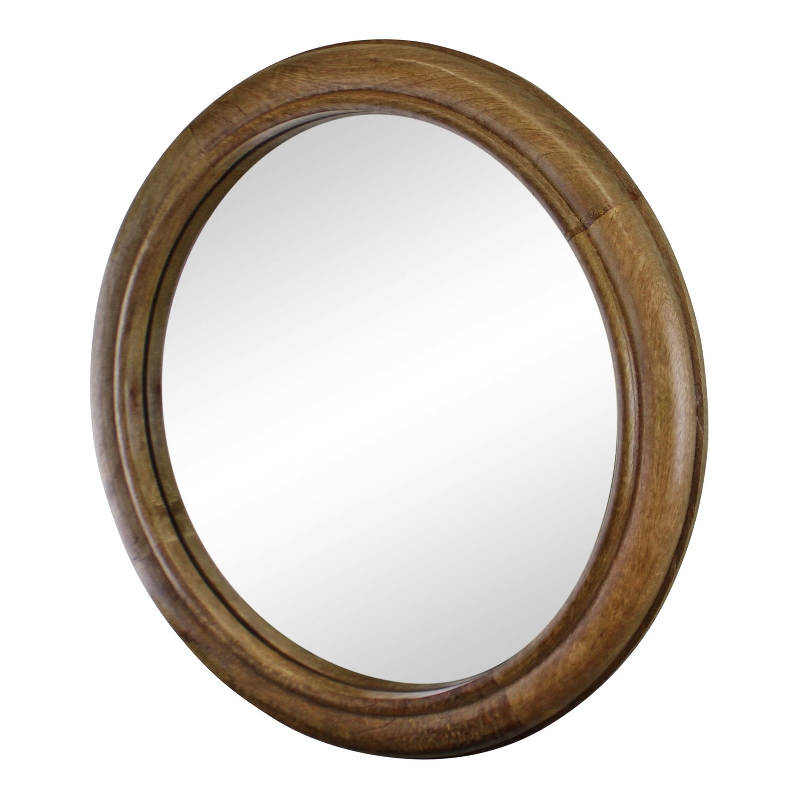 Mango Wood Circular Wall Mirror, 53cm - Kaftan direct
