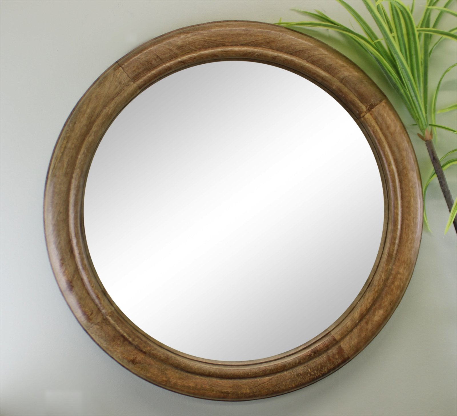 Mango Wood Circular Wall Mirror, 53cm - Kaftan direct