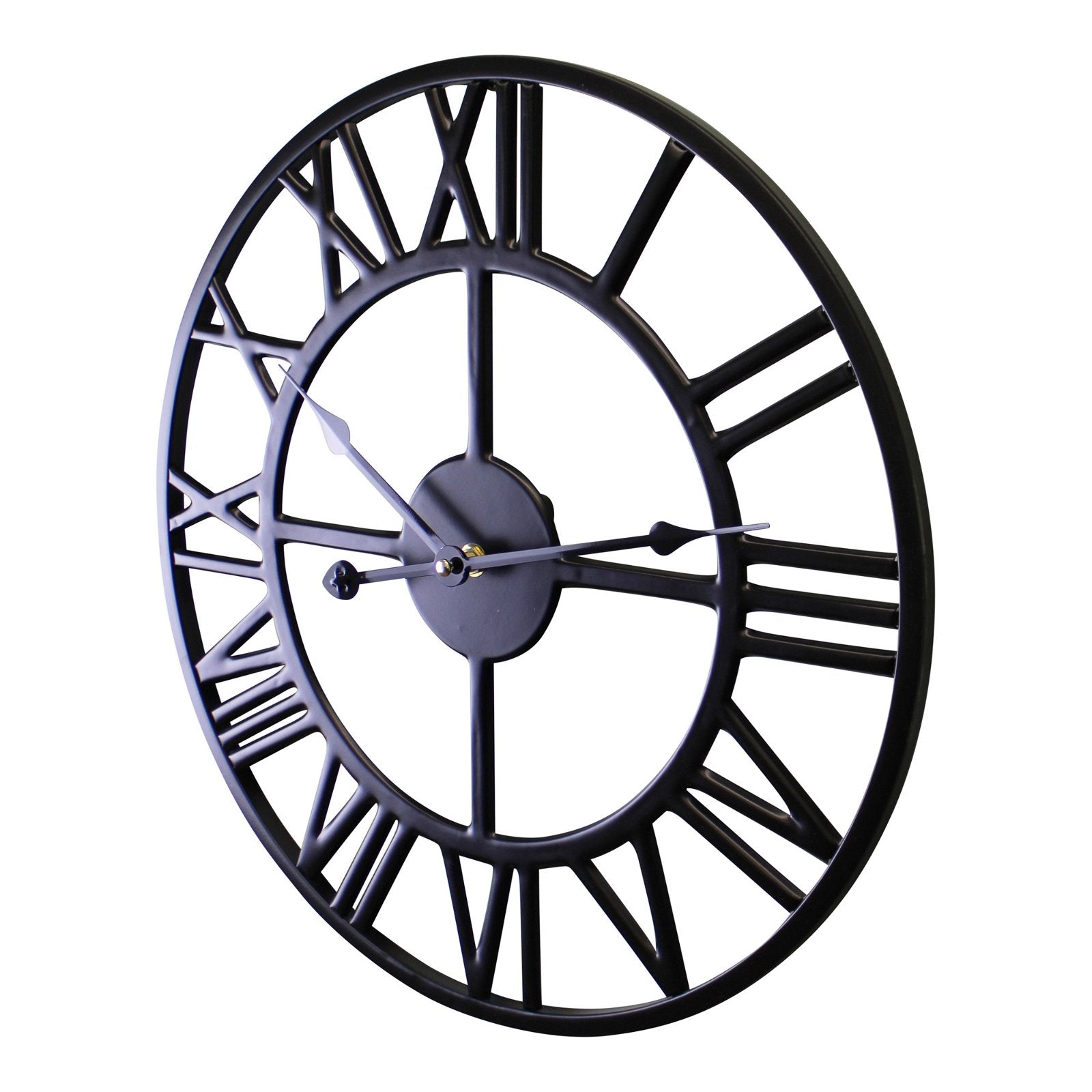 Black Metal Roman Numeral Wall Clock 39cm - Kaftan direct