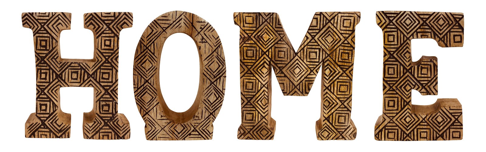 Hand Carved Wooden Geometric Letters Home - Kaftan direct