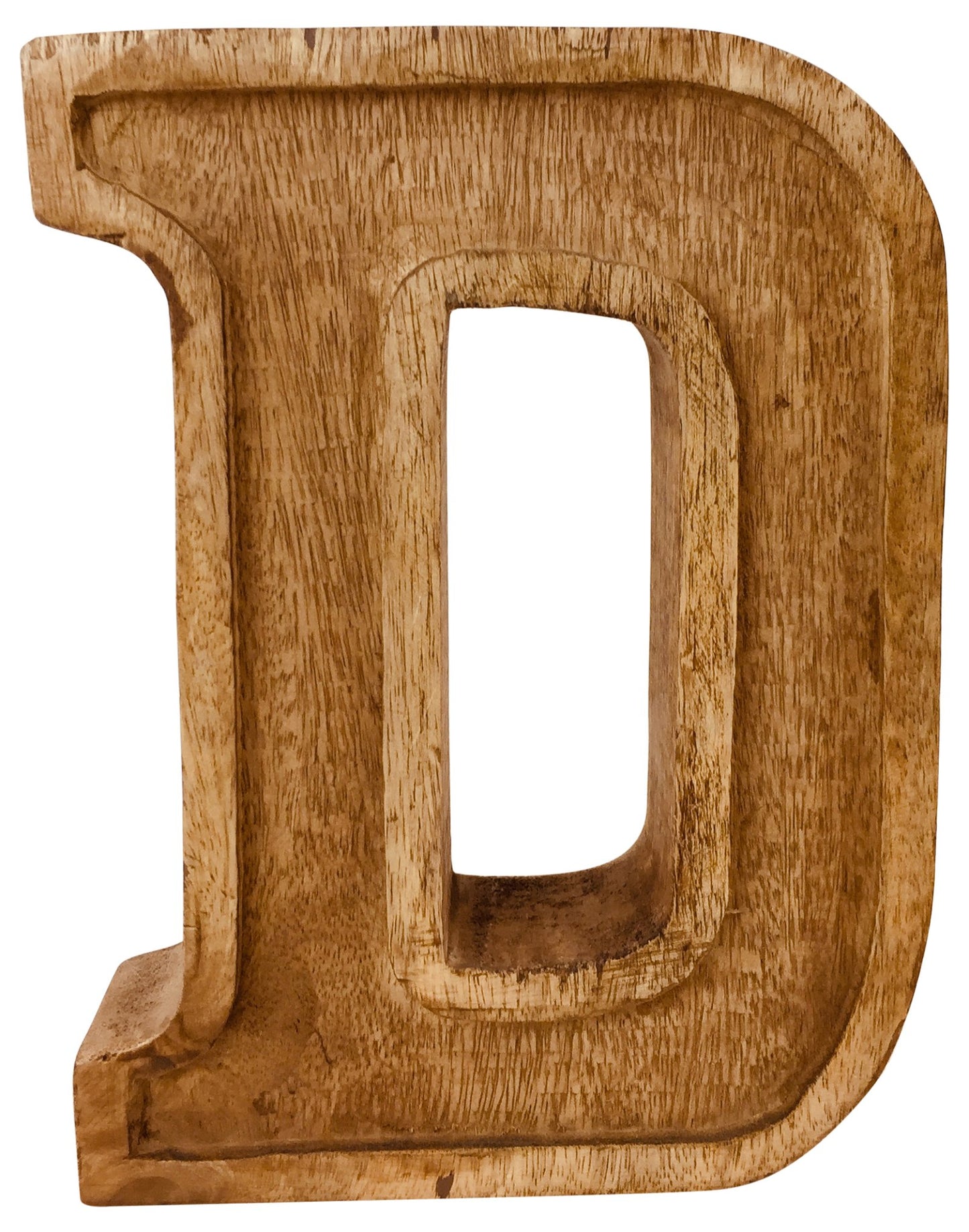 Hand Carved Wooden Embossed Letter D - Kaftan direct