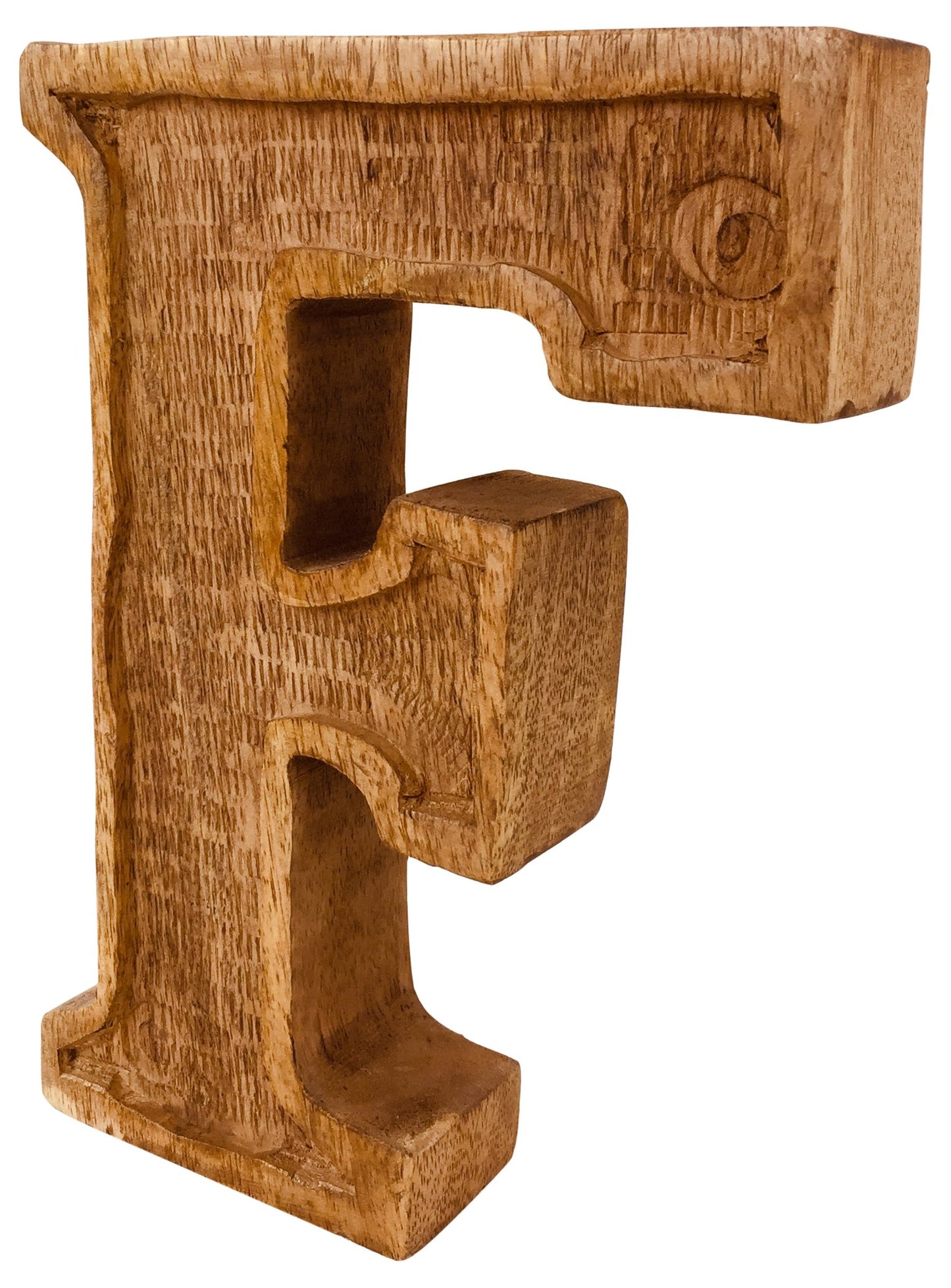 Hand Carved Wooden Embossed Letter F - Kaftan direct