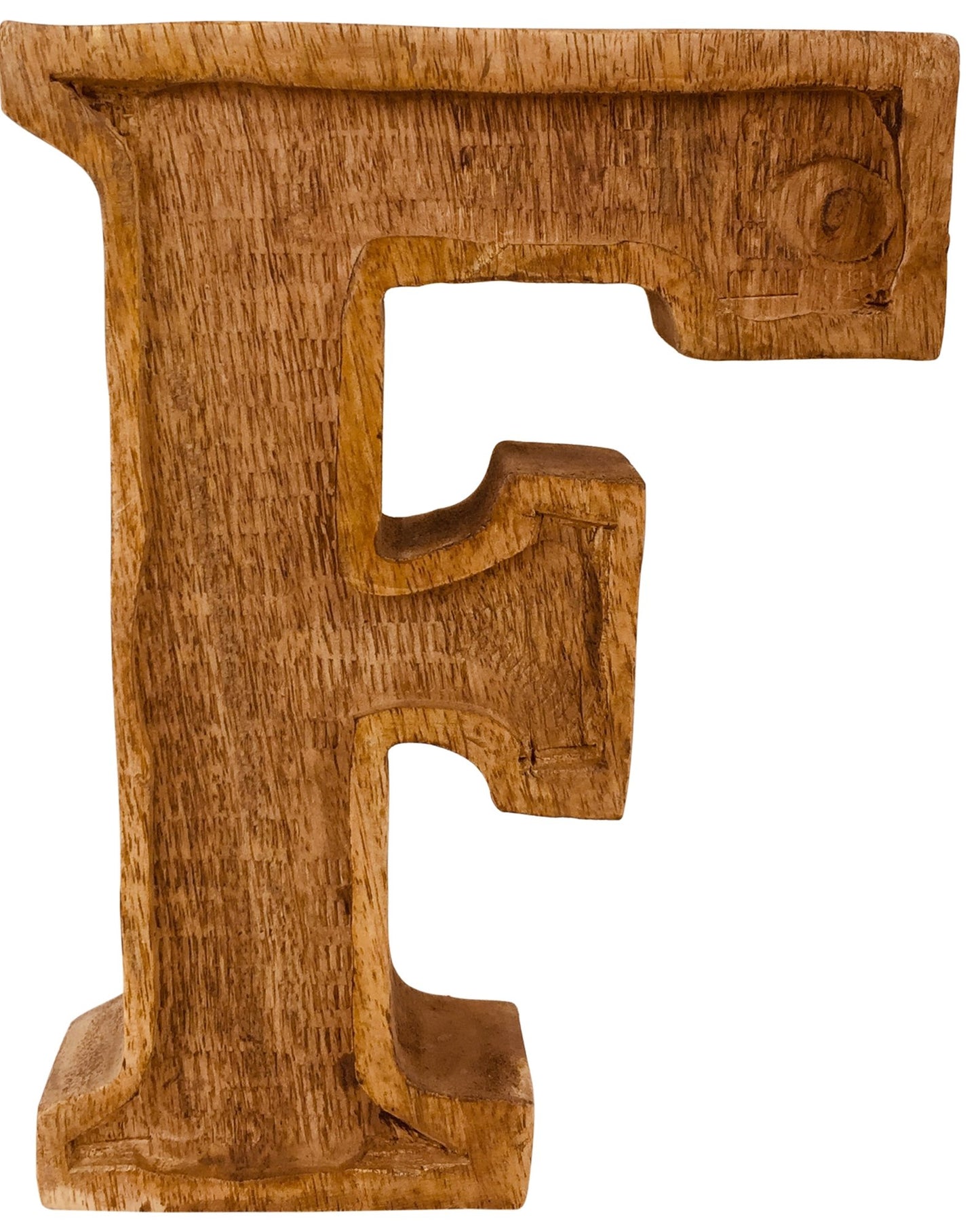 Hand Carved Wooden Embossed Letter F