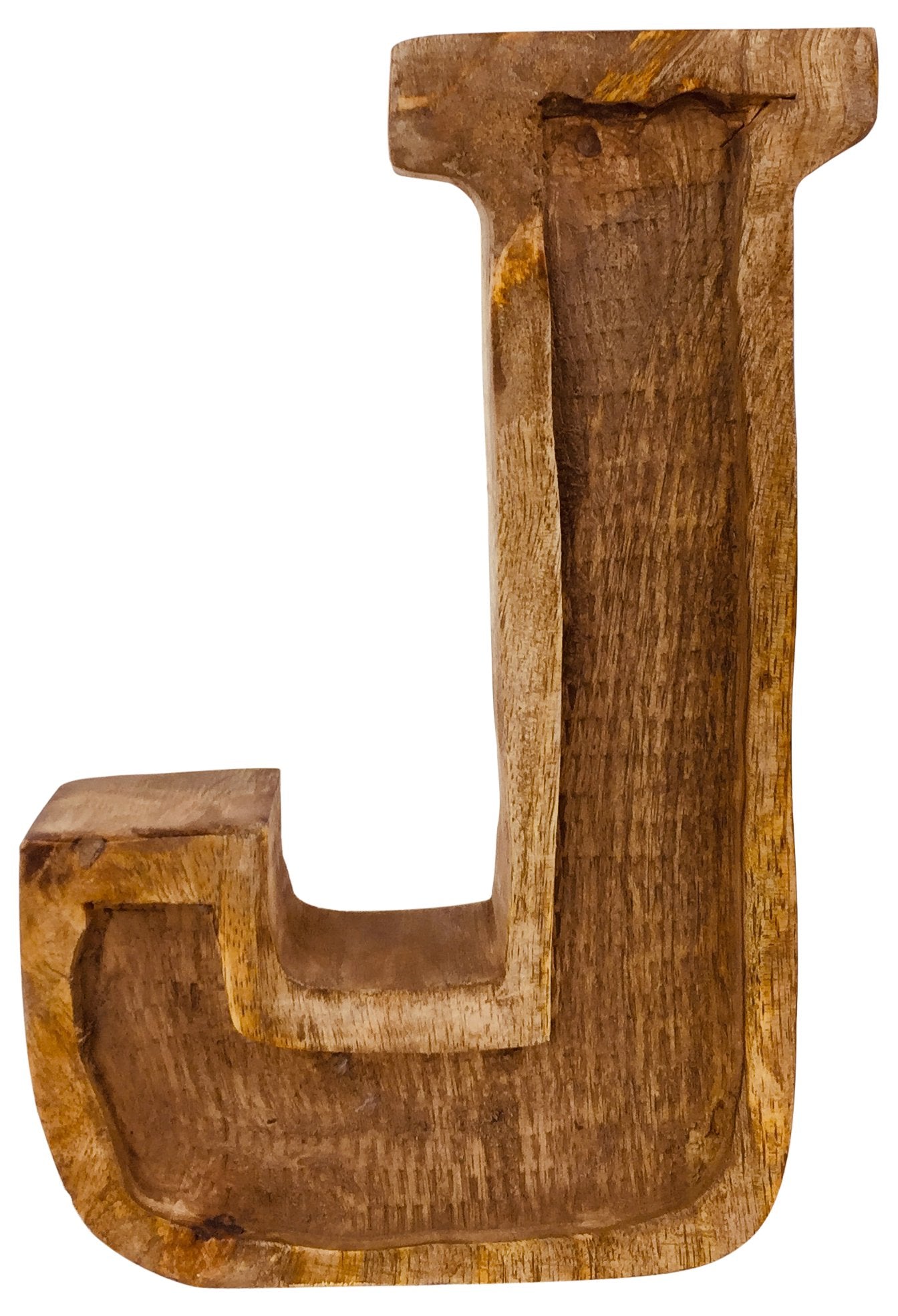 Hand Carved Wooden Embossed Letter J - Kaftan direct