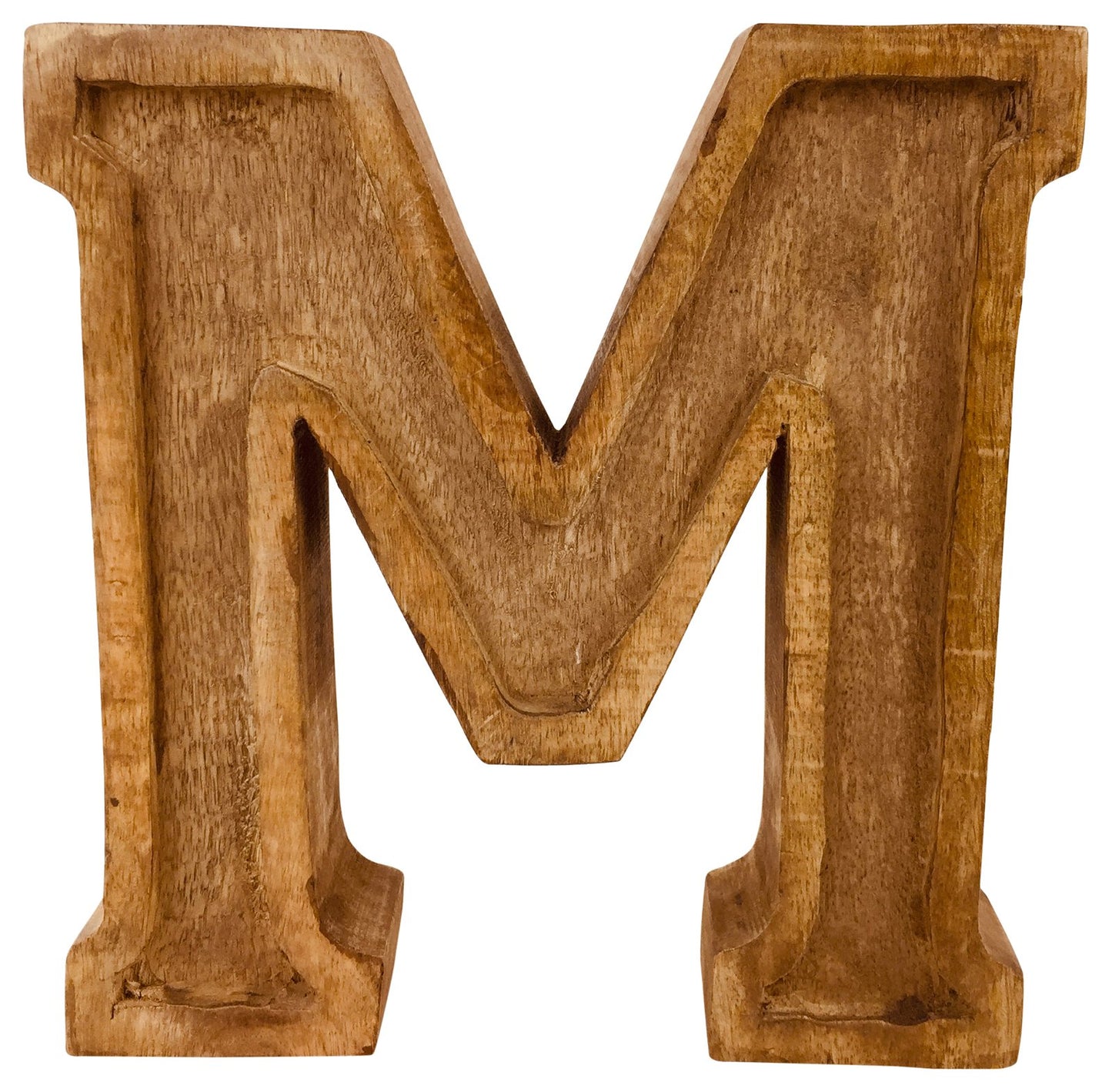 Hand Carved Wooden Embossed Letter M - Kaftan direct