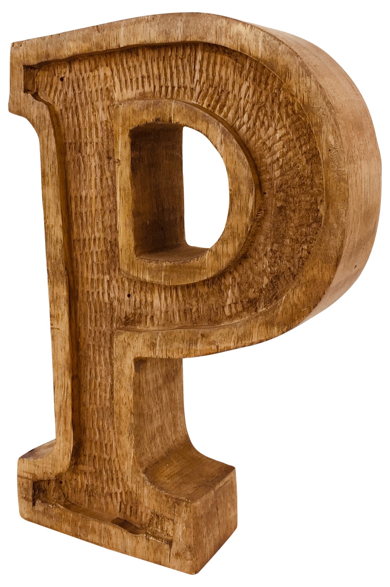 Hand Carved Wooden Embossed Letter P
