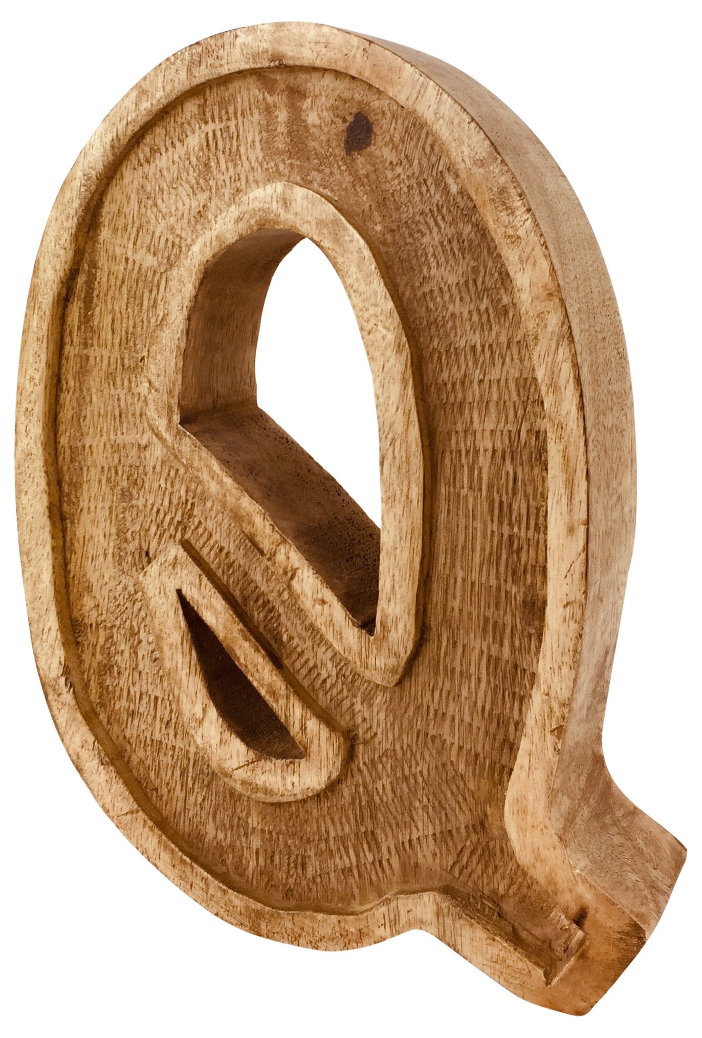 Hand Carved Wooden Embossed Letter Q - Kaftan direct