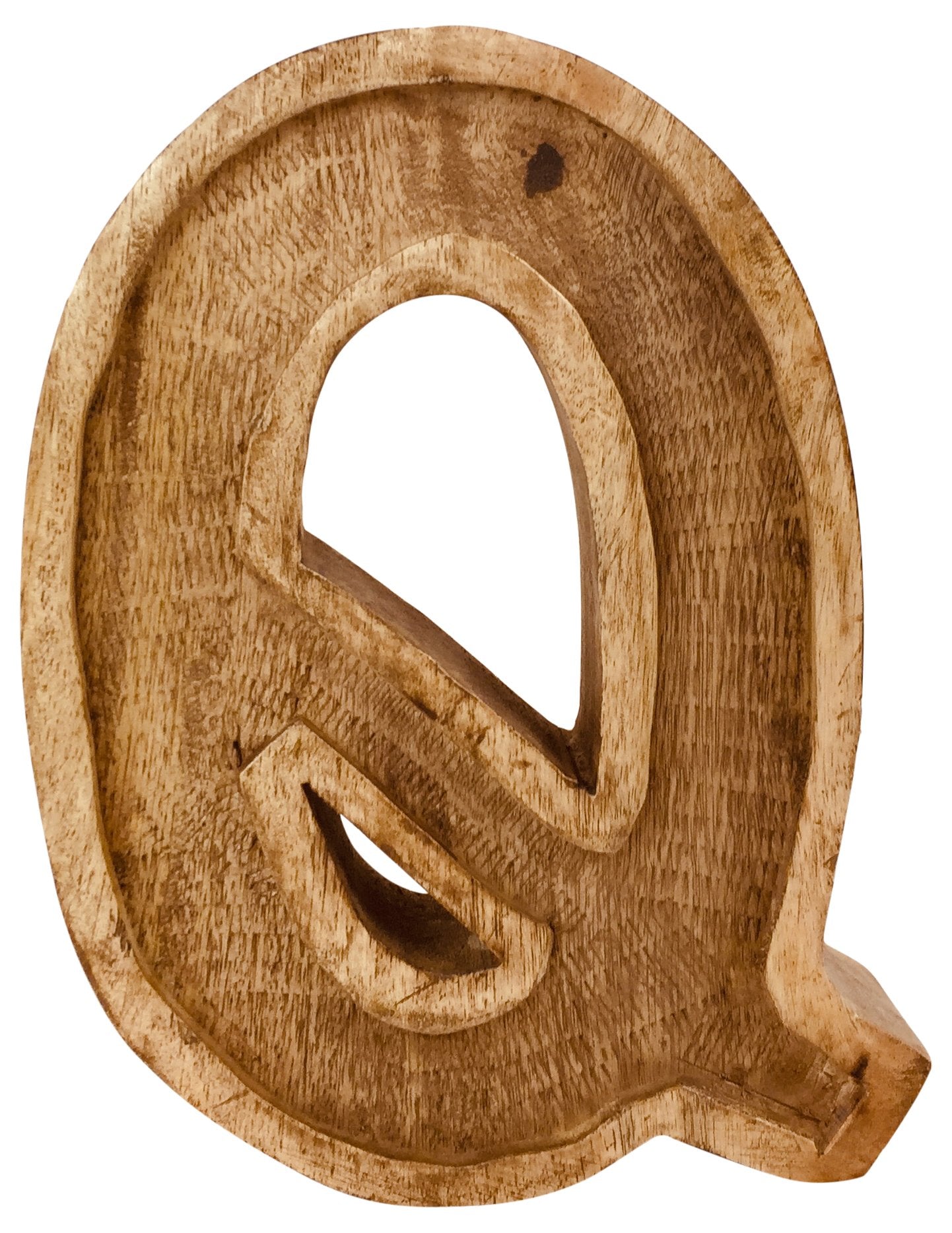 Hand Carved Wooden Embossed Letter Q - Kaftan direct