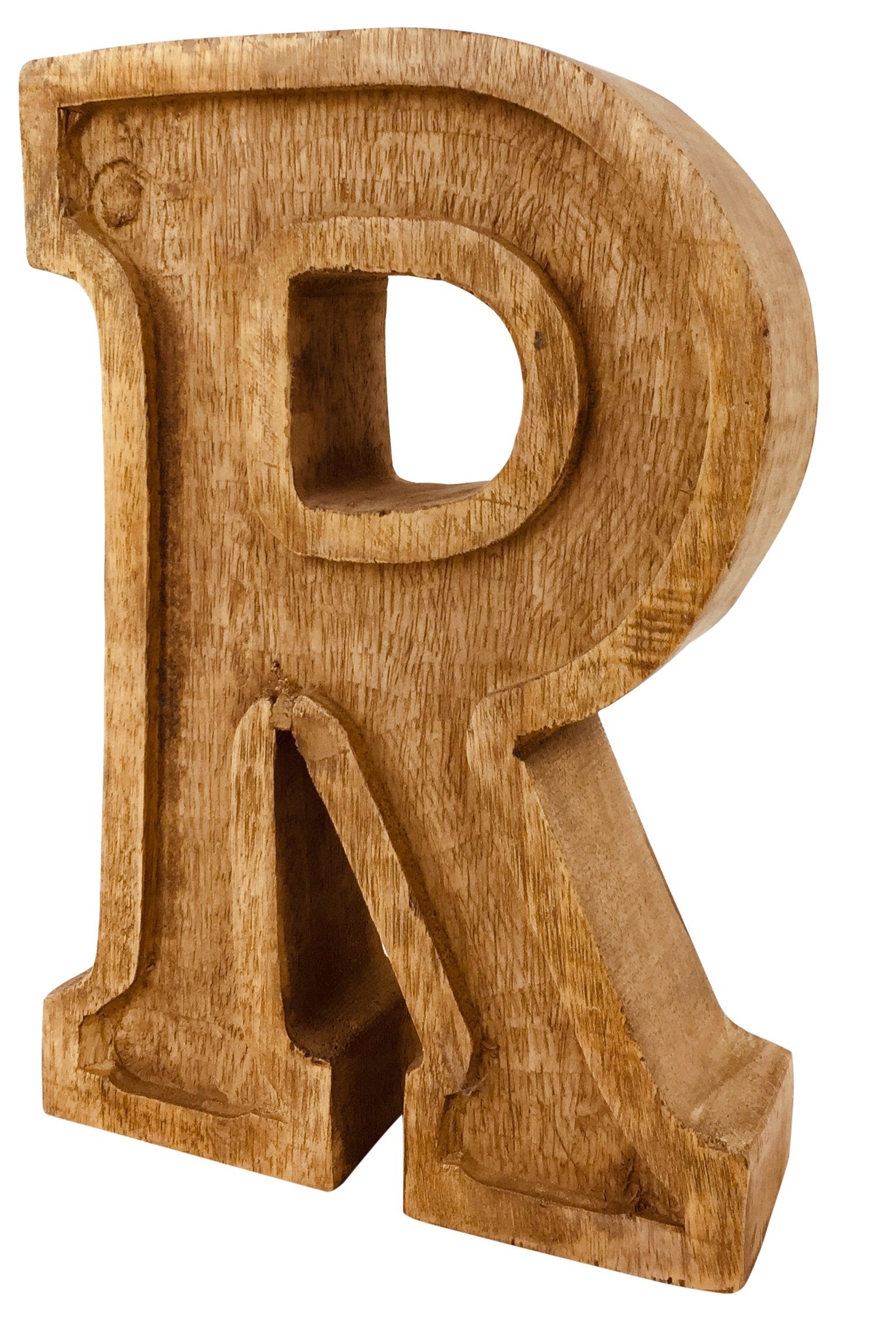 Hand Carved Wooden Embossed Letter R - Kaftan direct