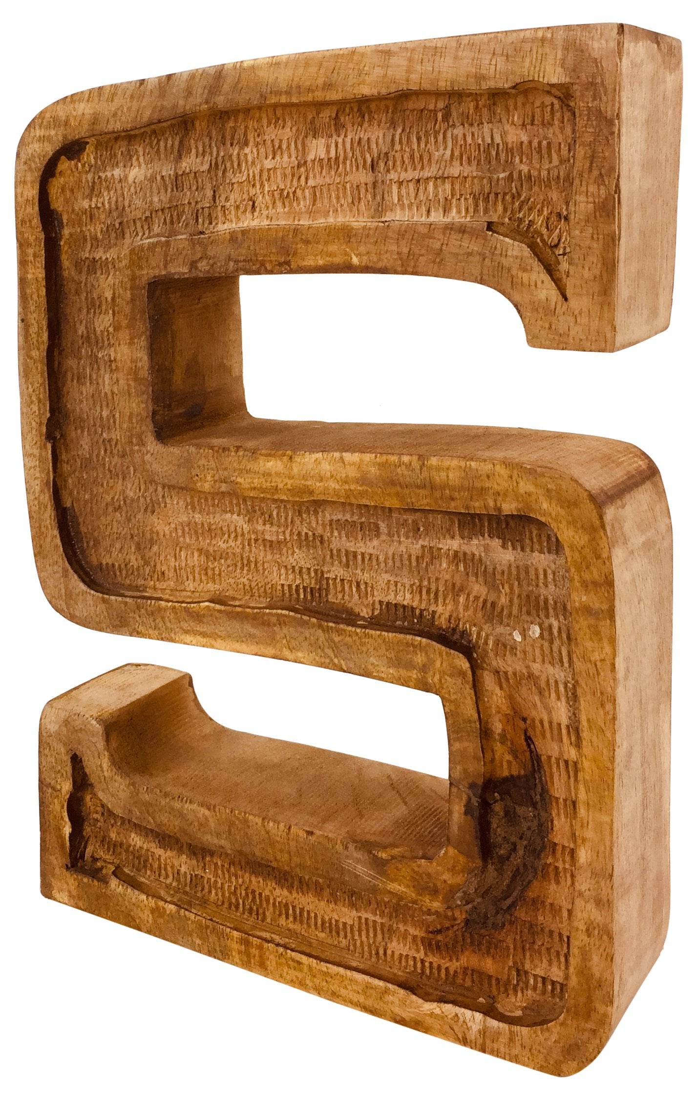 Hand Carved Wooden Embossed Letter S - Kaftan direct