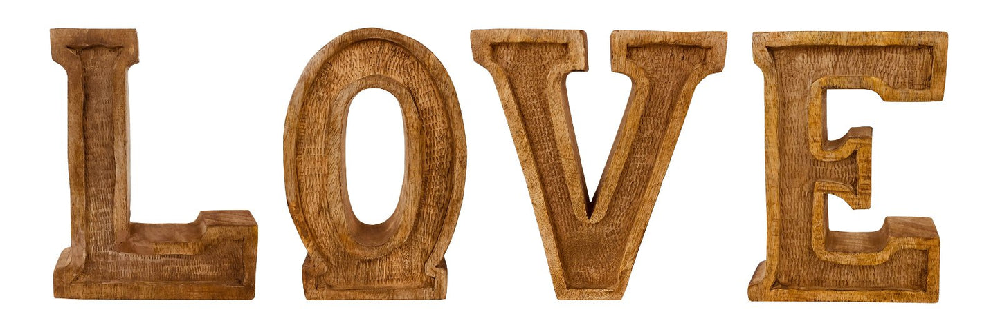 Hand Carved Wooden Embossed Letters Love - Kaftan direct