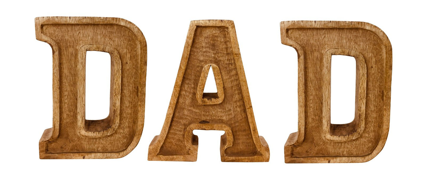 Hand Carved Wooden Embossed Letters Dad - Kaftan direct