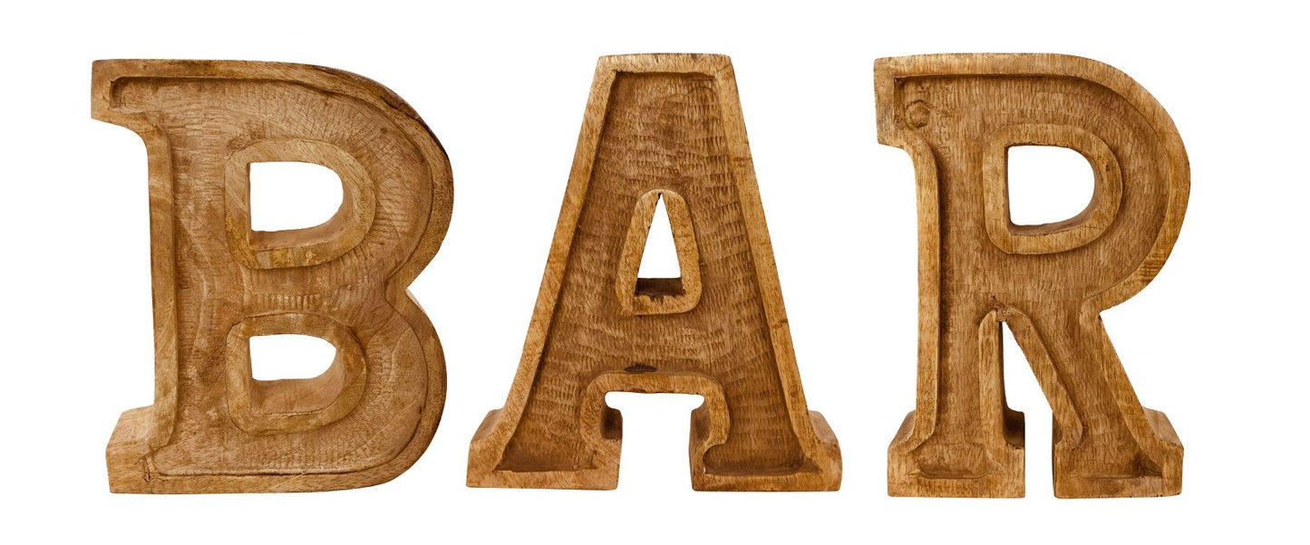 Hand Carved Wooden Embossed Letters Bar - Kaftan direct