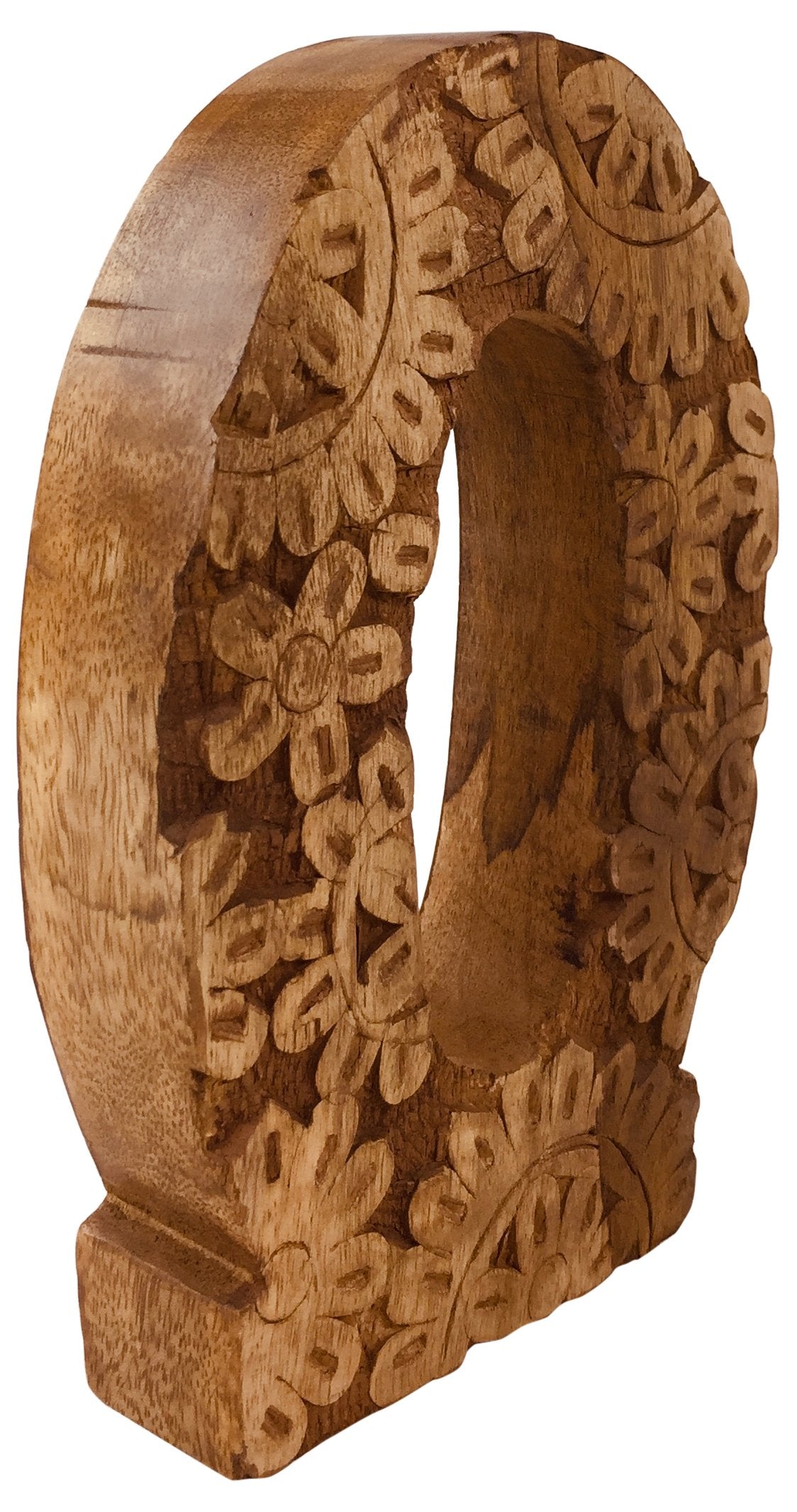 Hand Carved Wooden Flower Letter O - Kaftan direct