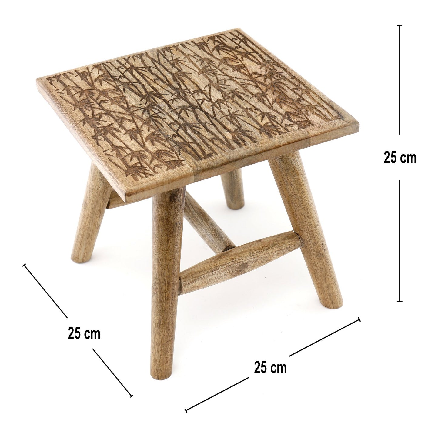 Bamboo Design Wooden Stool 25cm - Kaftan direct