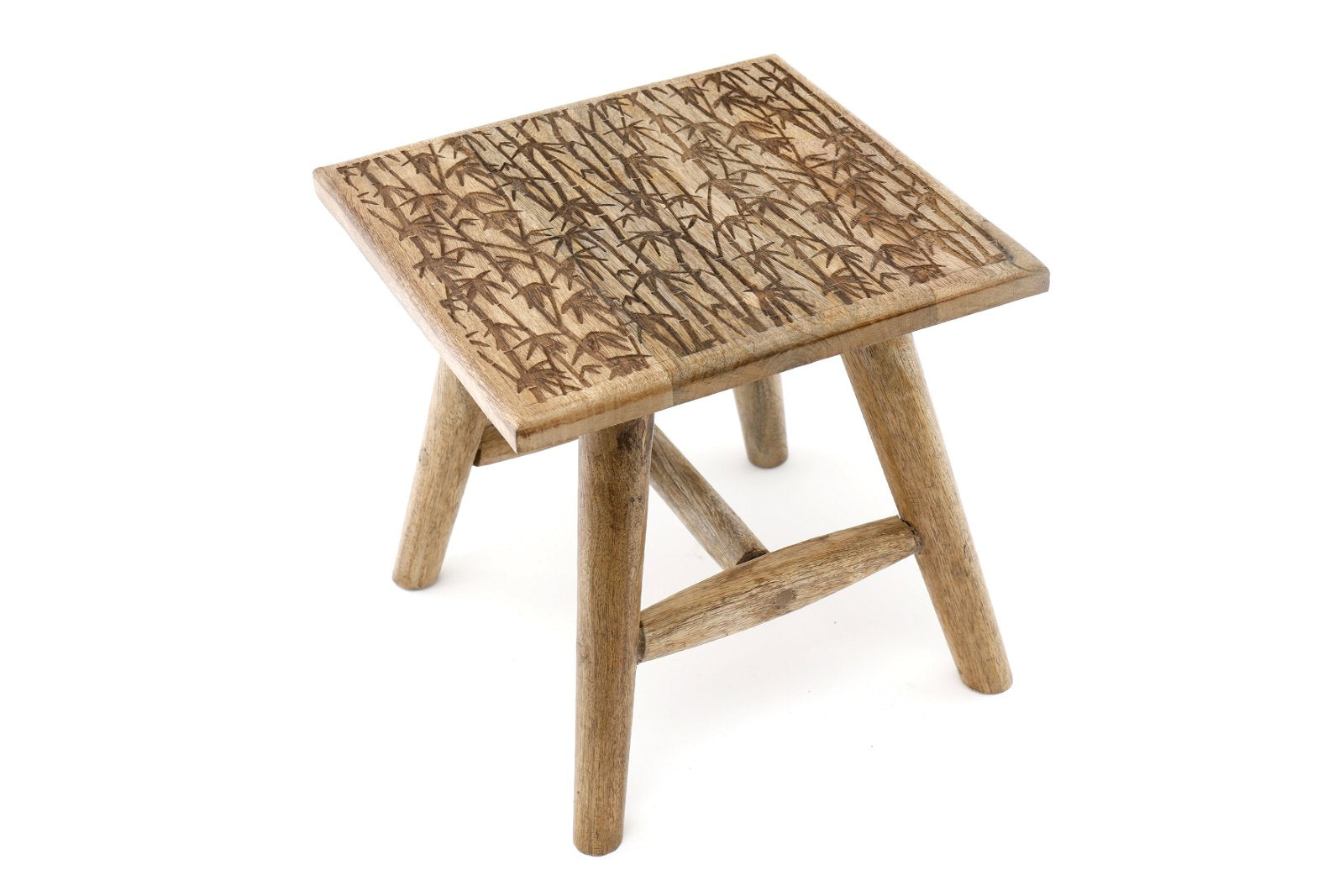 Bamboo Design Wooden Stool 25cm - Kaftan direct